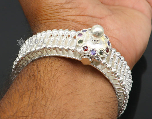 Indian Traditional cultural design trendy 925 sterling silver handmade cuff kada bracelet amazing vintage design brides bangle cuff186 - TRIBAL ORNAMENTS