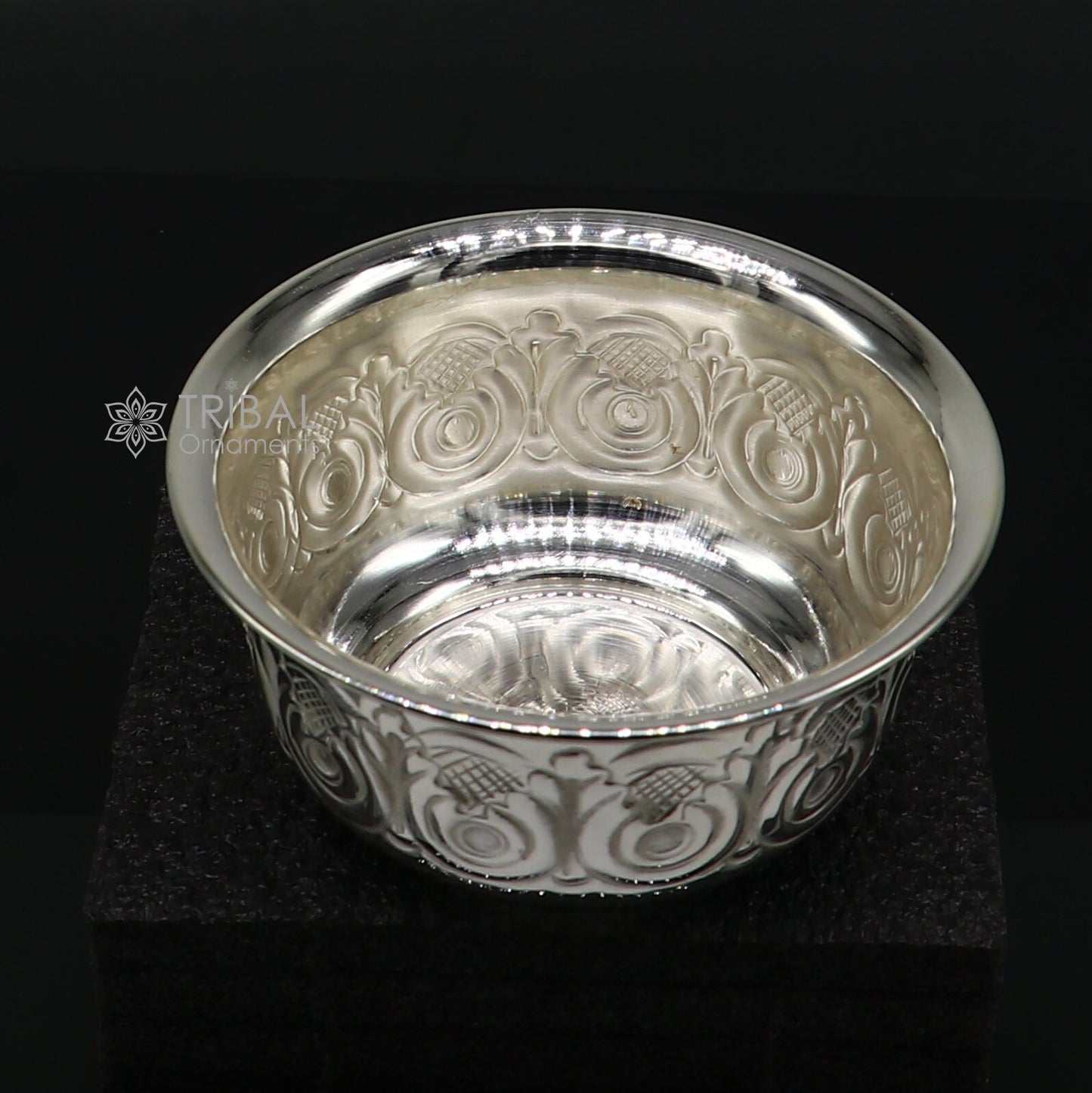 Silver handmade unique design work bowl, silver utensils for rice ceremony Annaprasan, silver worshipping/puja utensils prasad bowl sv279 - TRIBAL ORNAMENTS