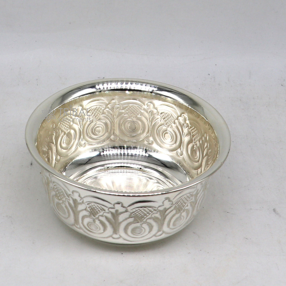 Silver handmade unique design work bowl, silver utensils for rice ceremony Annaprasan, silver worshipping/puja utensils prasad bowl sv280 - TRIBAL ORNAMENTS