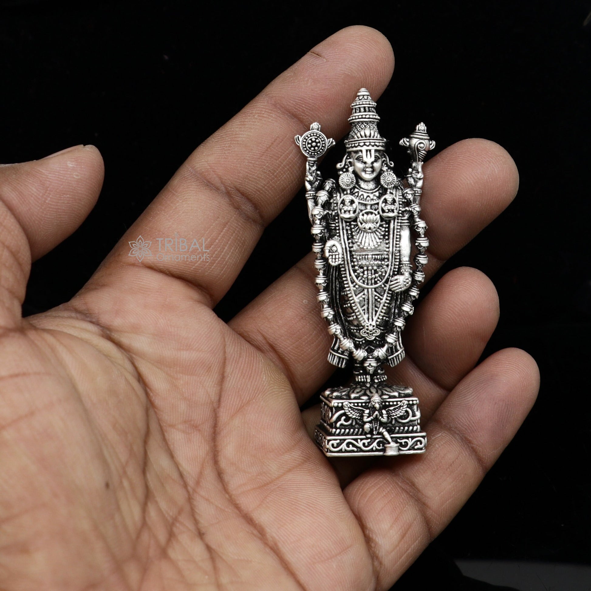 3" 925 sterling silver stylish divine venkateswara swamy idol tirupati balaji statue sculpture figurine amazing crafted statue gift art657 - TRIBAL ORNAMENTS