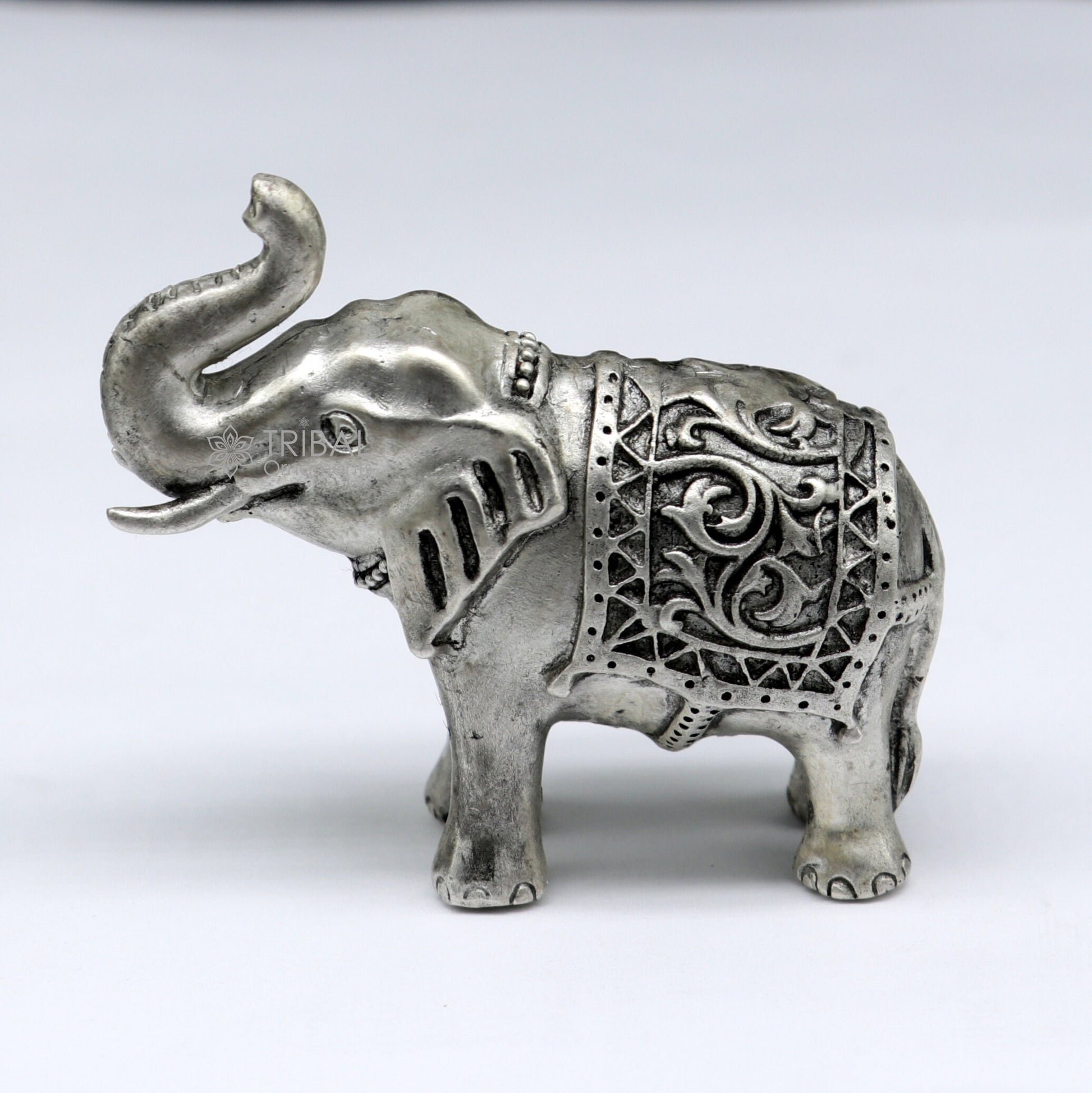 Divine 925 Sterling silver Divine Elephant statues, puja articles figurines, best silver article for your homes wealth and prosperity art660 - TRIBAL ORNAMENTS