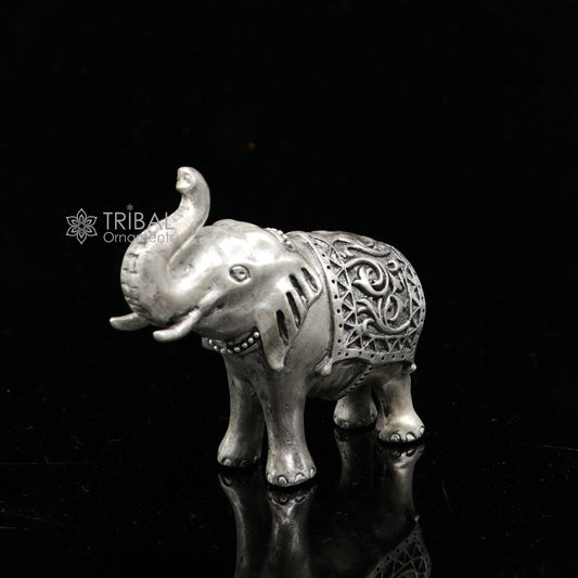 Divine 925 Sterling silver Divine Elephant statues, puja articles figurines, best silver article for your homes wealth and prosperity art660 - TRIBAL ORNAMENTS