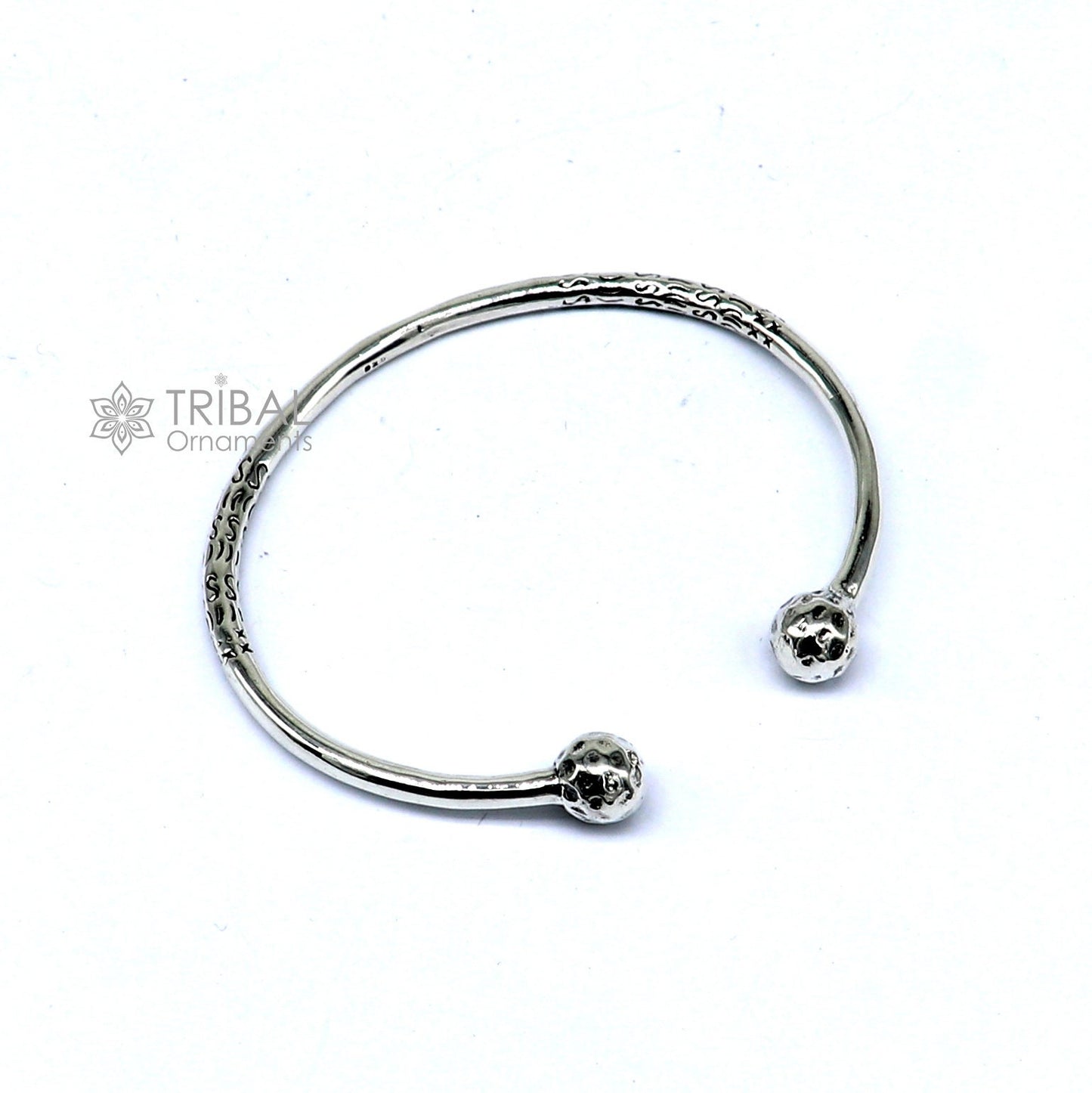 925 sterling silver plain shiny design customized double ball bangle bracelet kada, best stylish brides bangle belly dance jewelry cuff178 - TRIBAL ORNAMENTS