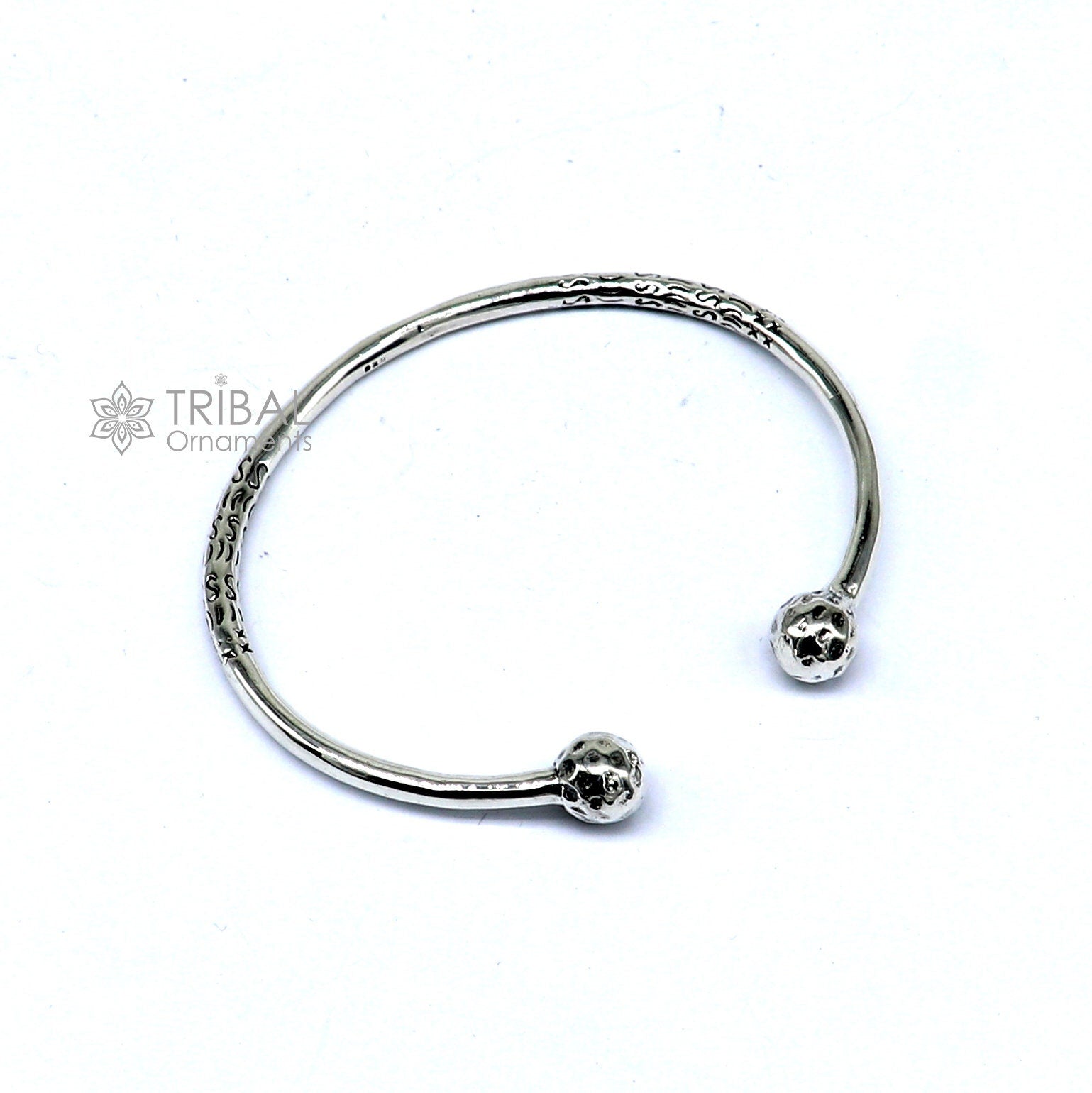 925 sterling silver plain shiny design customized double ball bangle bracelet kada, best stylish brides bangle belly dance jewelry cuff178 - TRIBAL ORNAMENTS