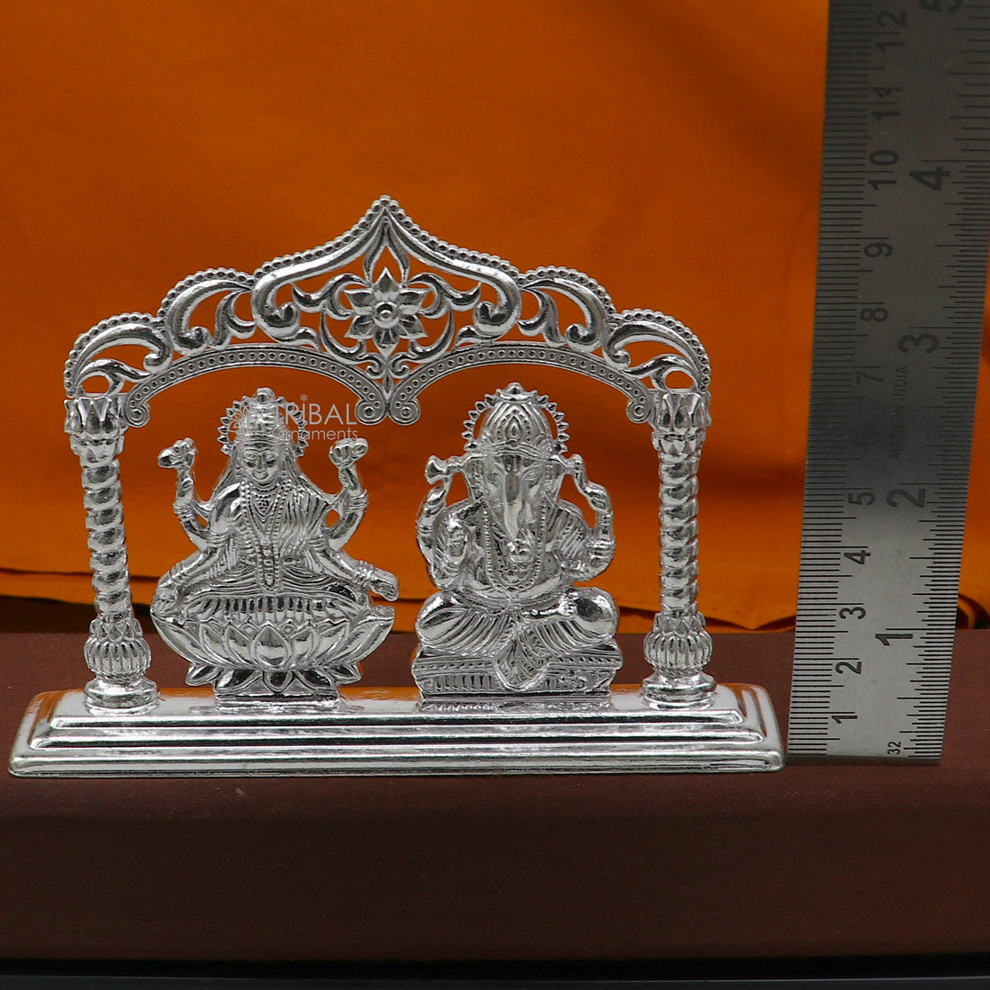 3.5" 925 Sterling silver handmade gorgeous Hindu idols Lakshmi and Ganesha statue, puja article figurine, home décor Diwali puja gift art661 - TRIBAL ORNAMENTS