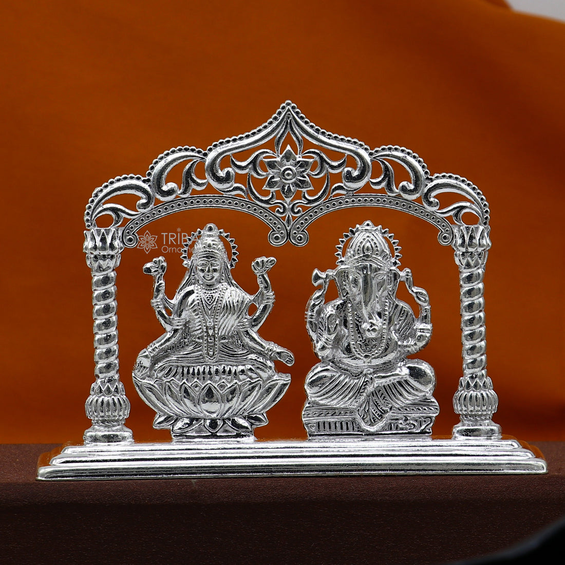 3.5" 925 Sterling silver handmade gorgeous Hindu idols Lakshmi and Ganesha statue, puja article figurine, home décor Diwali puja gift art661 - TRIBAL ORNAMENTS