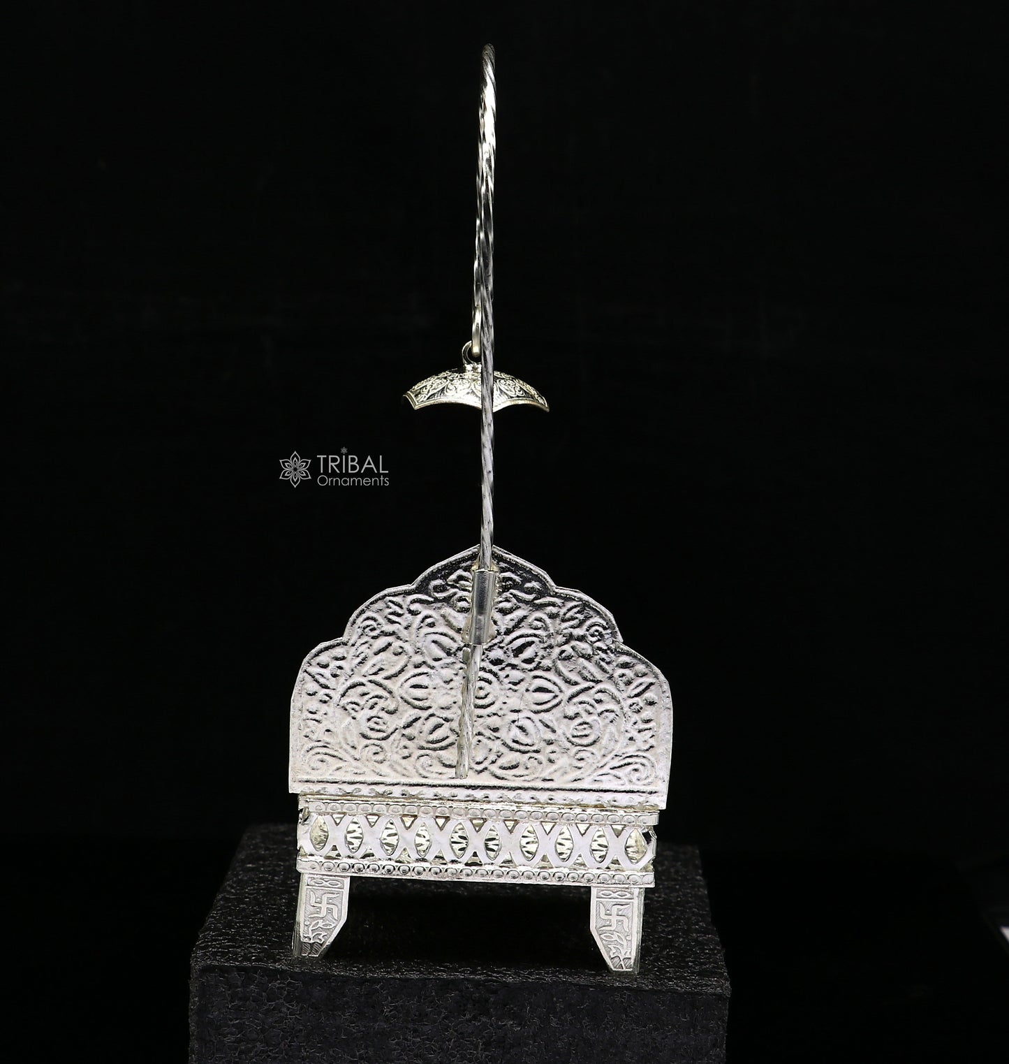 925 pure sterling silver handcrafted small singhasan, idol krishna Bal Gopala throne, god statue's chair, divine silver Chauki Aasan  su1171 - TRIBAL ORNAMENTS