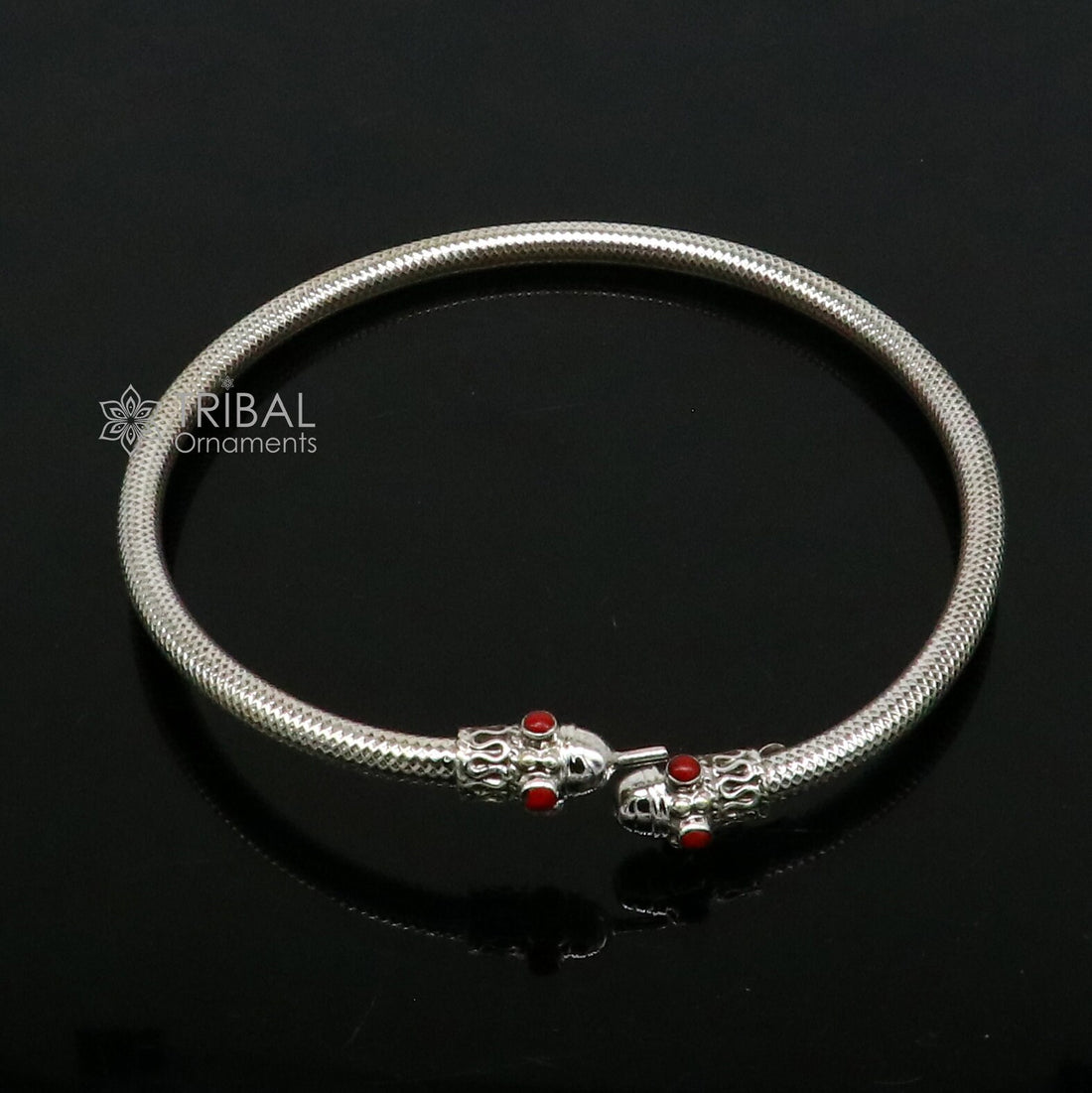 Trendy cultural 925 sterling silver handmade fabulous foot anklet kada/anklet amazing red coral stone tribal ethnic jewelry india nsfk106 - TRIBAL ORNAMENTS