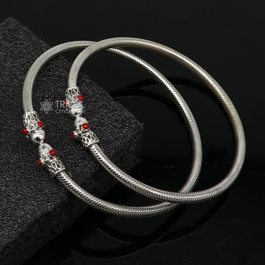 Trendy cultural 925 sterling silver handmade fabulous foot anklet kada/anklet amazing red coral stone tribal ethnic jewelry india nsfk106 - TRIBAL ORNAMENTS