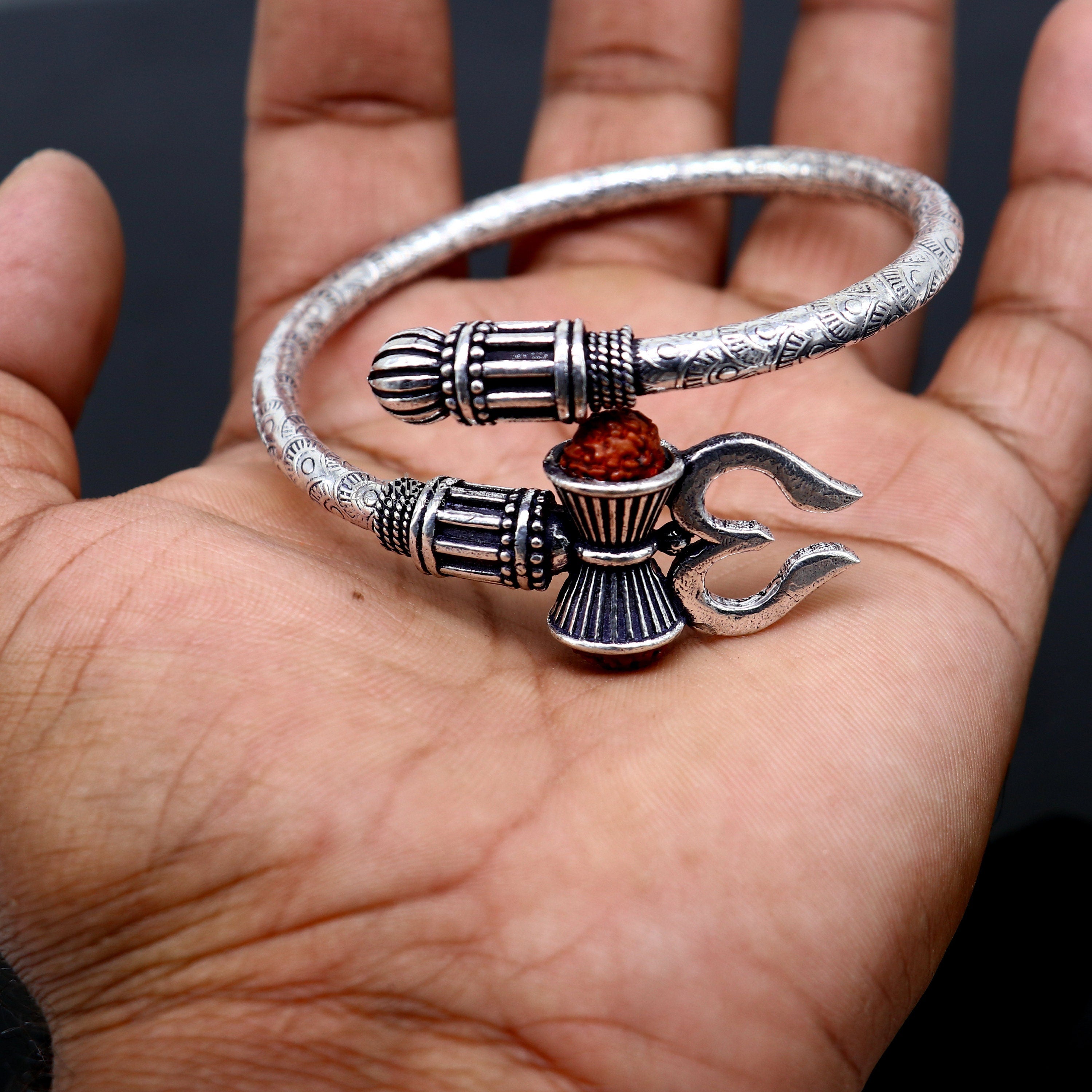 Buy morir Silver Plated Shiva Trishul Rudraksha Damroo Bahubali Kada  Bracelet Spiritual Jewellery for Men/Women Online In India At Discounted  Prices