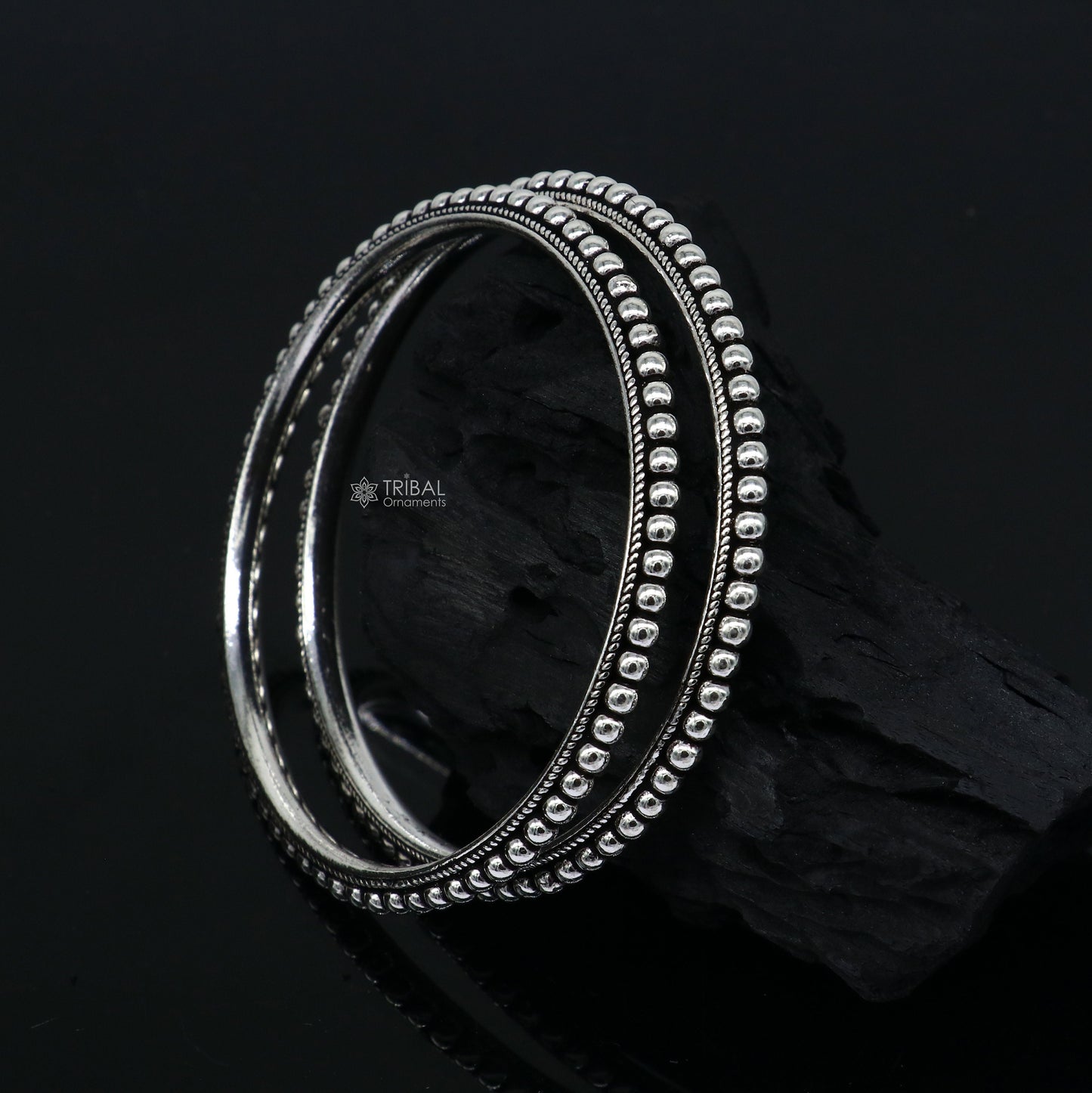 Cultural trendy 925 sterling silver handmade gorgeous bangle bracelet with excellent silver ball work tribal wedding fancy jewelry nba0398 - TRIBAL ORNAMENTS