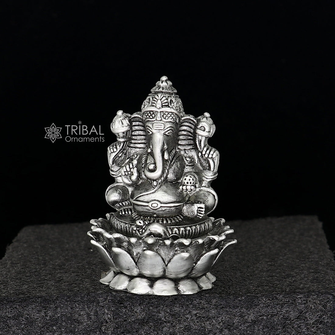 925 Sterling silver Lord Ganesh Idol, Pooja Articles, Silver Idols Figurine, handcrafted Ganesha statue sculpture Diwali puja gift art668 - TRIBAL ORNAMENTS