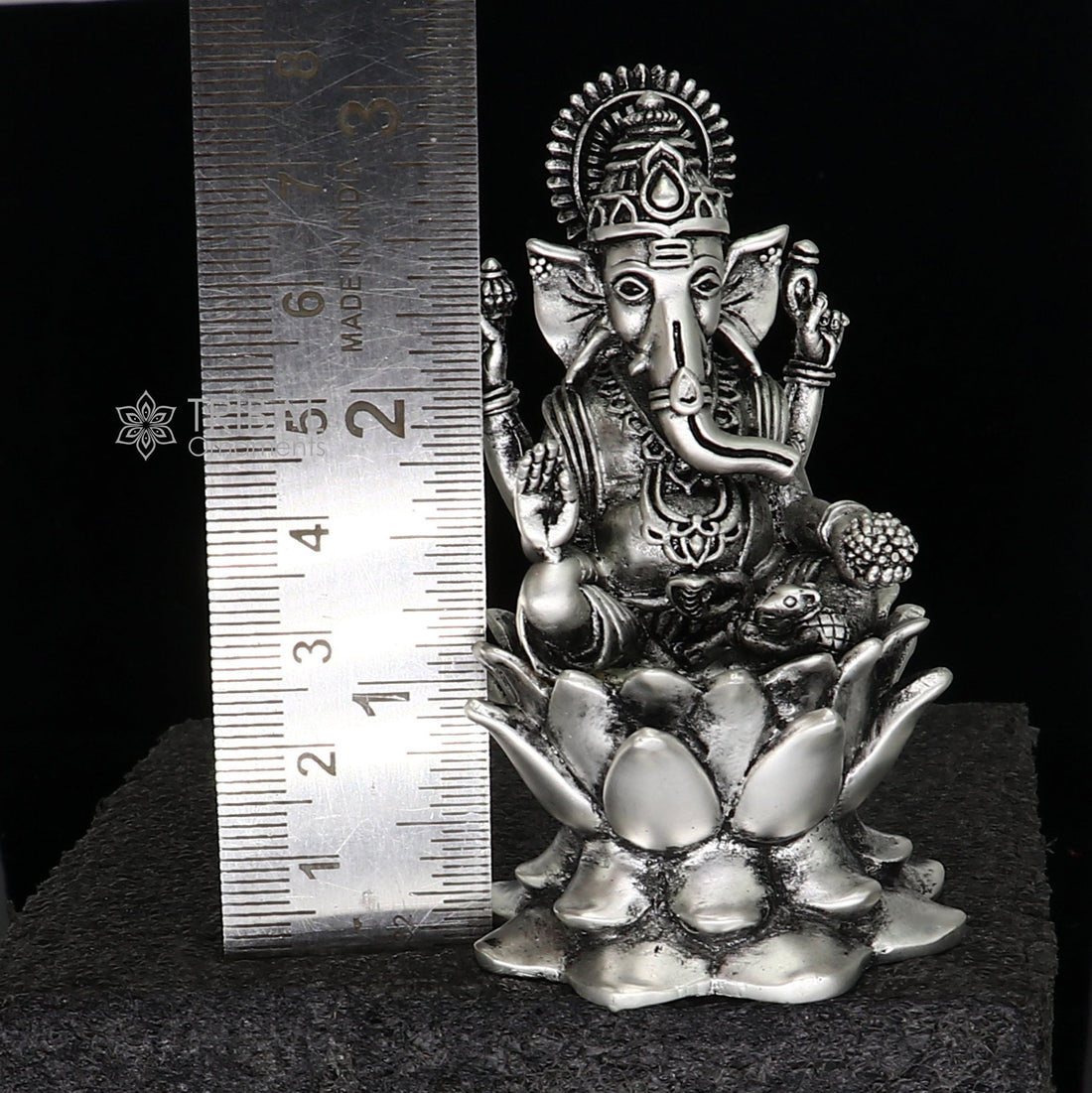 925 Sterling silver Lord Ganesh Idol, Pooja Articles, Silver Idols Figurine, handcrafted Ganesha statue sculpture Diwali puja gift art669 - TRIBAL ORNAMENTS