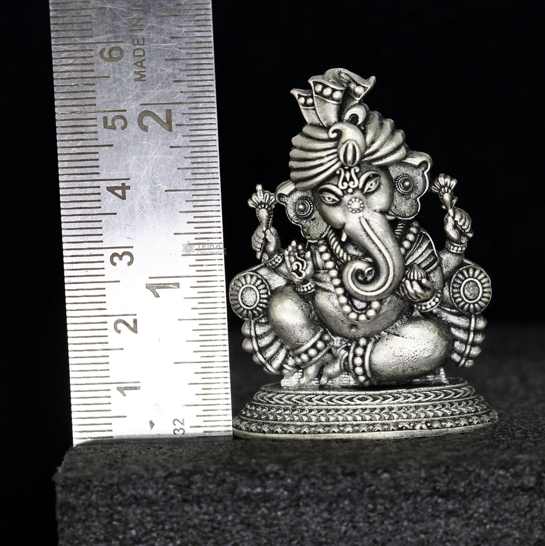 2.0" Divine 925 Sterling silver Lord Ganesh Idol, Pooja Articles, Silver Idols Figurine Ganesha statue sculpture Diwali puja gift art674 - TRIBAL ORNAMENTS