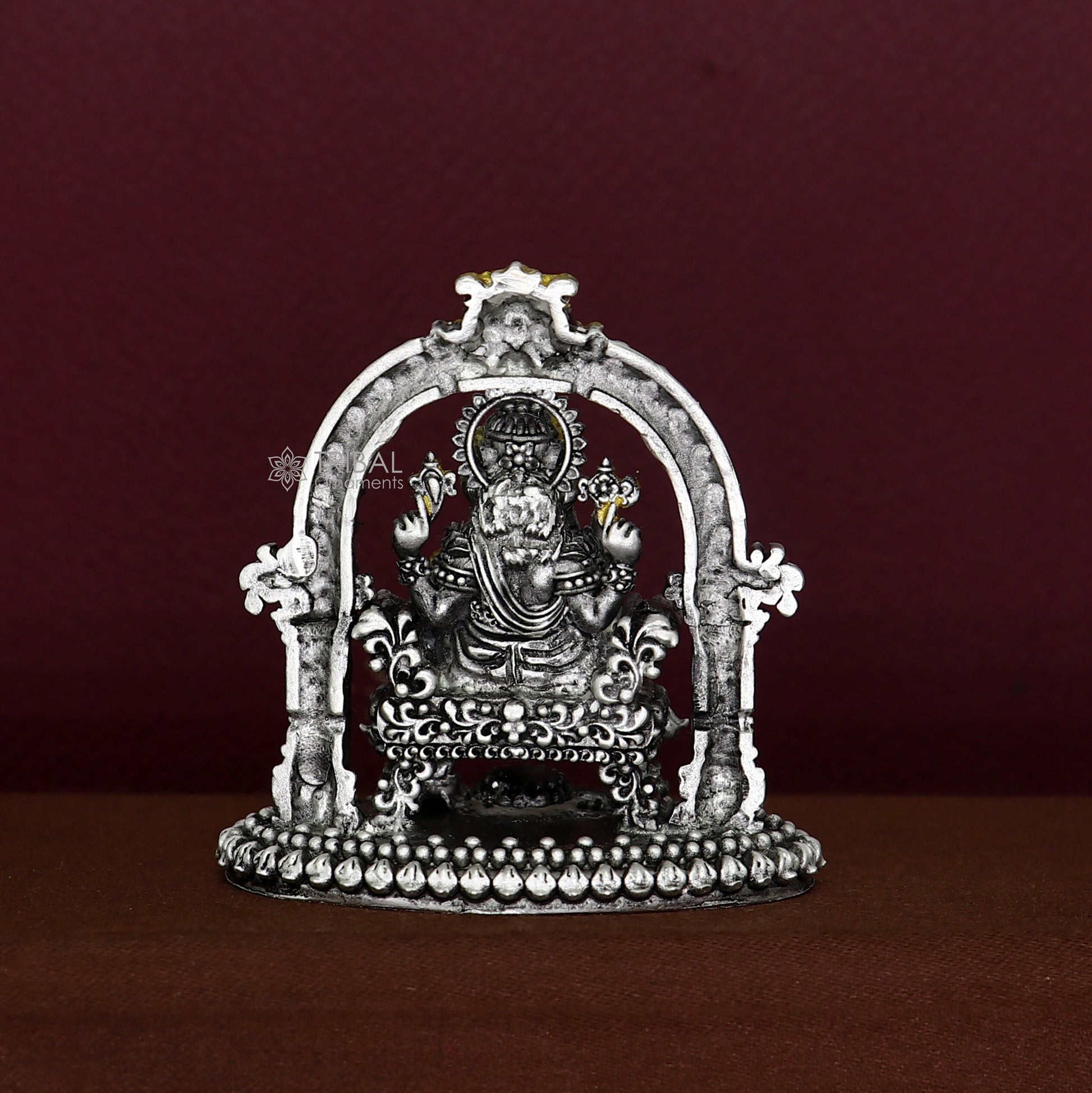 2.0" Small Divine 925 Sterling silver Lord Ganesh Idol, Pooja Articles, Silver Idols Ganesha statue sculpture Diwali puja figurine art676 - TRIBAL ORNAMENTS