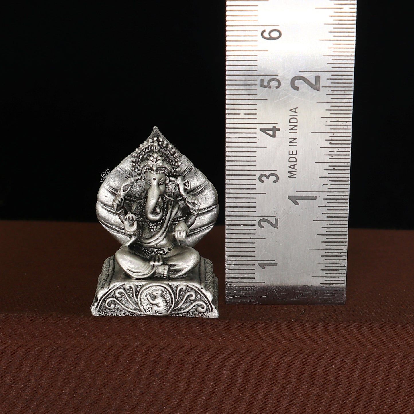 1.4"" Small solid 925 Sterling silver Lord pan ganesha, Pooja Articles, Silver Idols Ganesha statue sculpture Diwali puja figurine art677 - TRIBAL ORNAMENTS