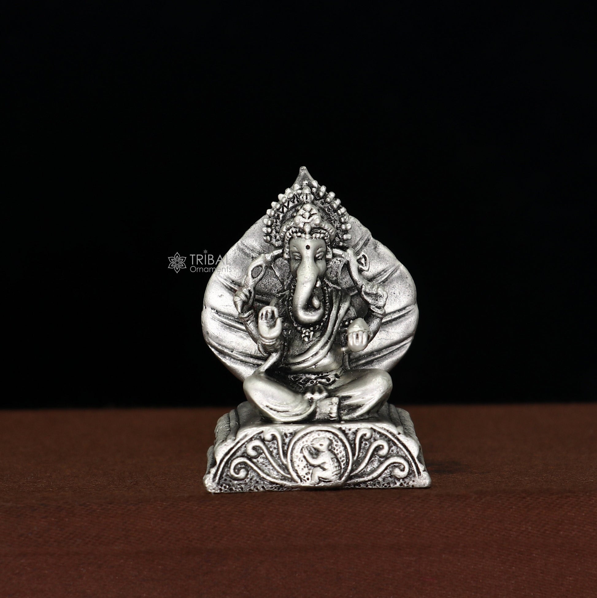 1.4"" Small solid 925 Sterling silver Lord pan ganesha, Pooja Articles, Silver Idols Ganesha statue sculpture Diwali puja figurine art677 - TRIBAL ORNAMENTS