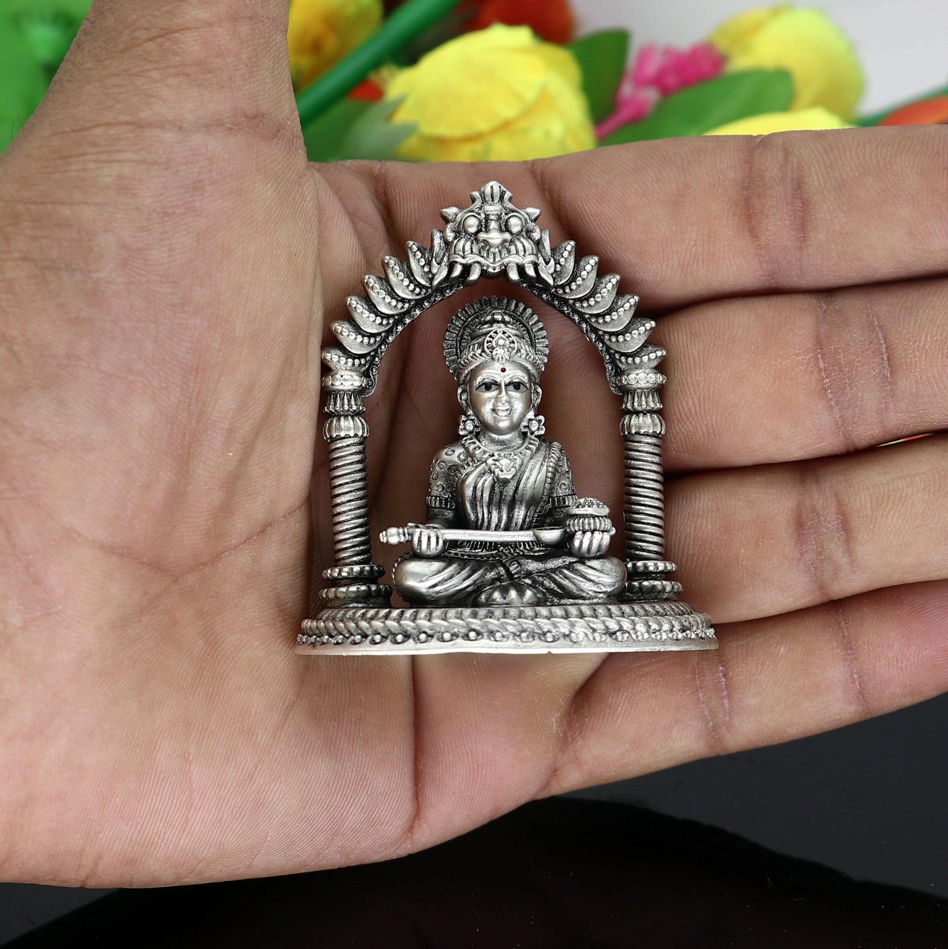 2.1" 925 sterling silver Ma Annapurna Statue Hindu goddess who is worshipped as the deity of food, nourishment, and abundance art691 - TRIBAL ORNAMENTS