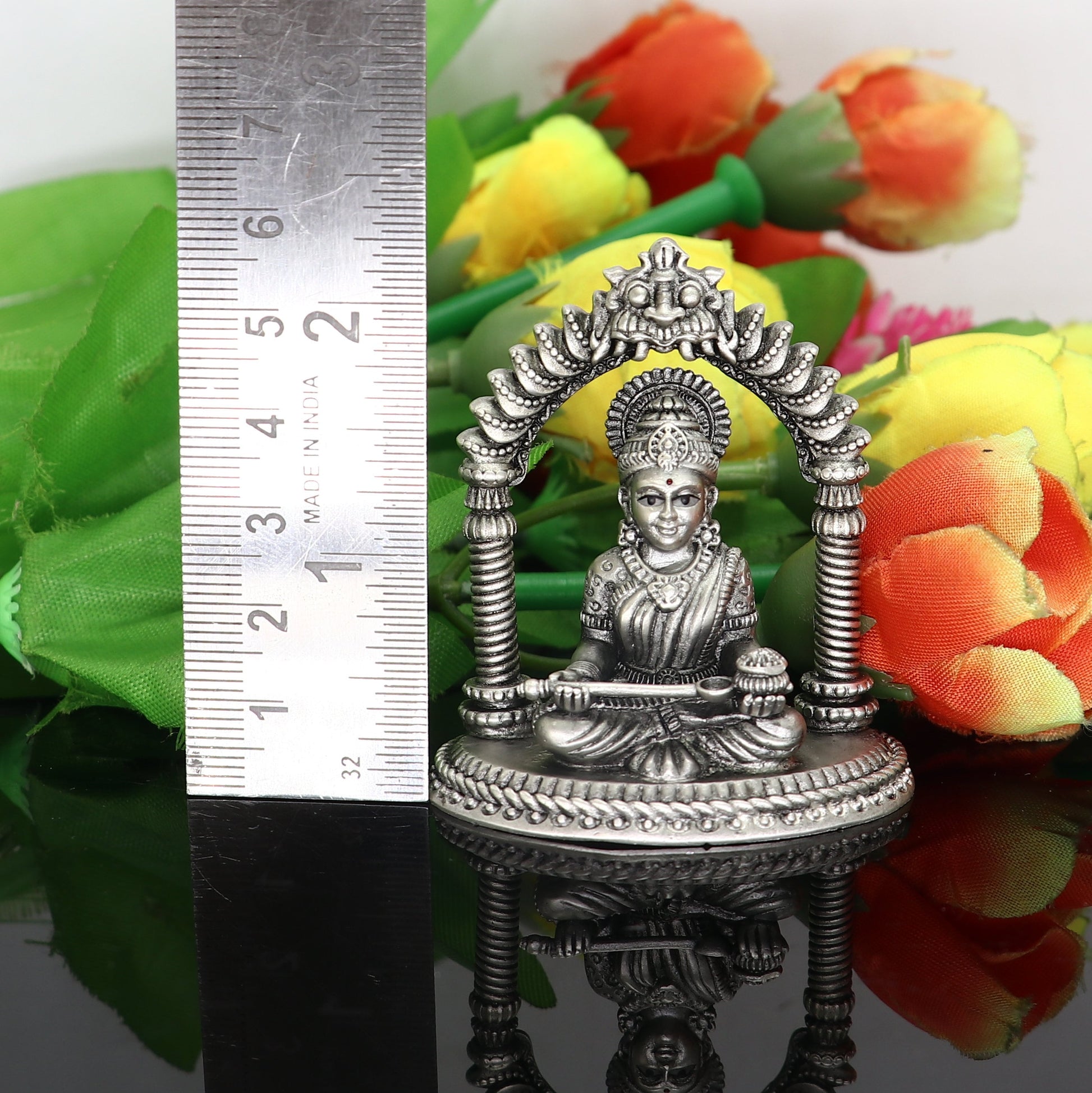 2.1" 925 sterling silver Ma Annapurna Statue Hindu goddess who is worshipped as the deity of food, nourishment, and abundance art691 - TRIBAL ORNAMENTS