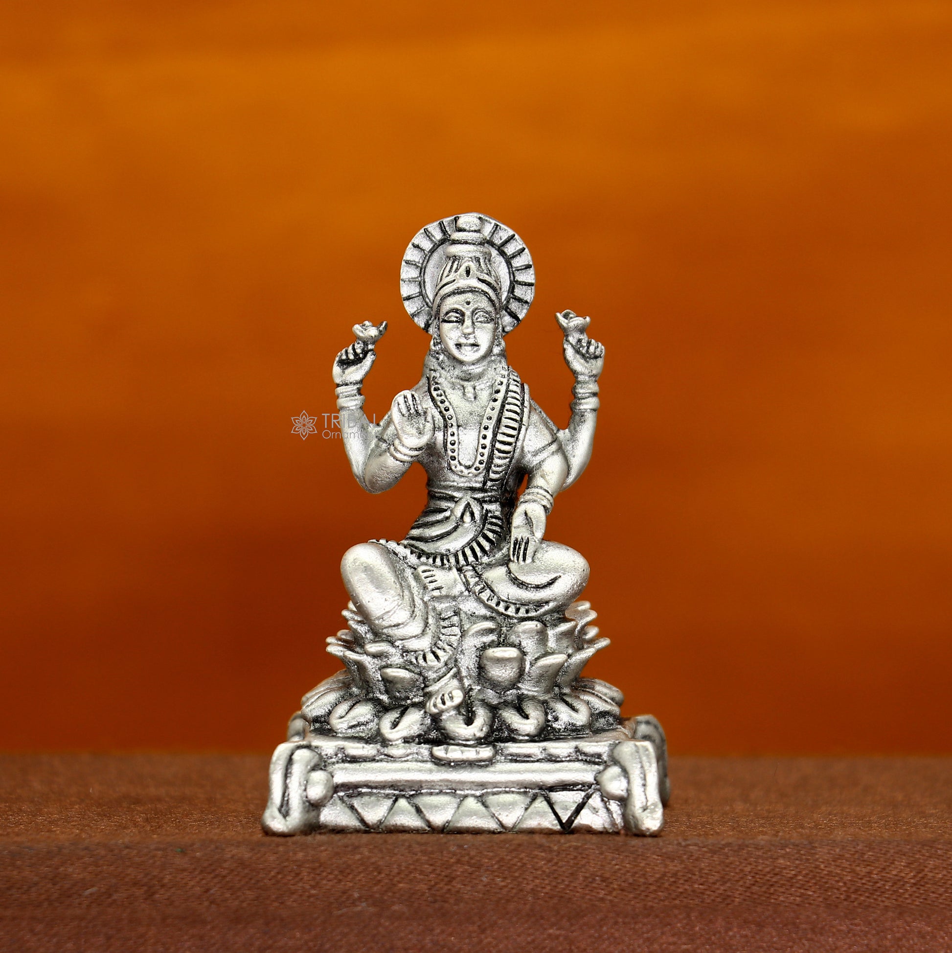 2" Goddess Lakshmi Divine statue figurine for puja,best way for Diwali festival puja or worshipping for wealth and prosperity art694 - TRIBAL ORNAMENTS