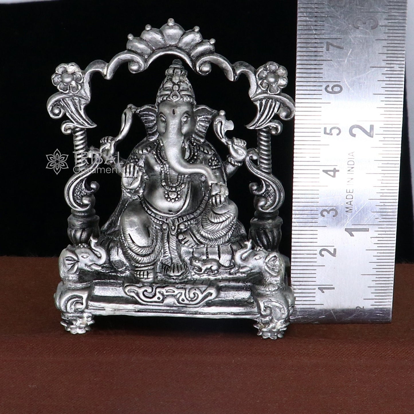 2.9" 925 Sterling silver handmade Idol lord Ganesh statue, Lord Ganesha known for his wisdom, ability to remove obstacles diwali gift art699 - TRIBAL ORNAMENTS