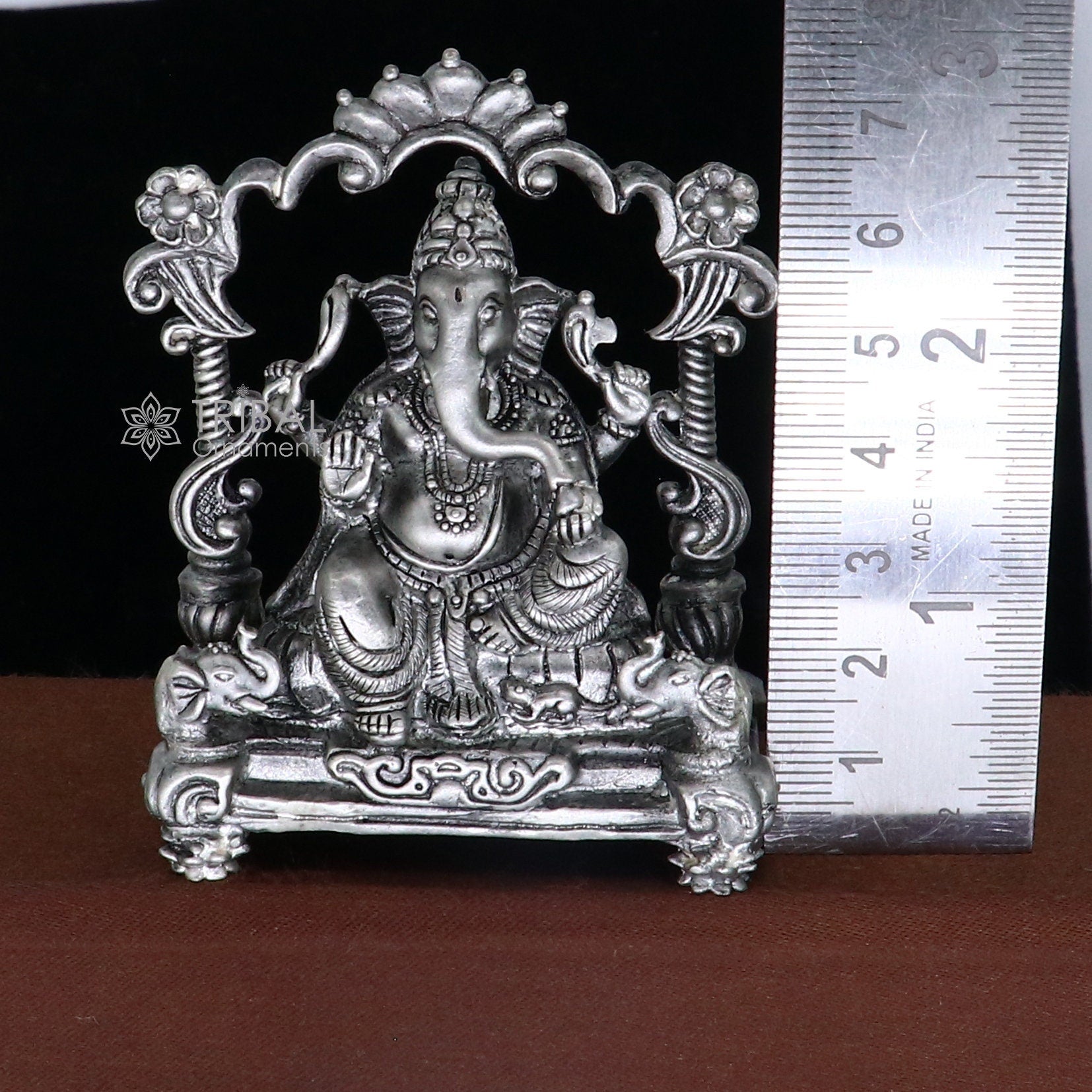 2.9" 925 Sterling silver handmade Idol lord Ganesh statue, Lord Ganesha known for his wisdom, ability to remove obstacles diwali gift art699 - TRIBAL ORNAMENTS