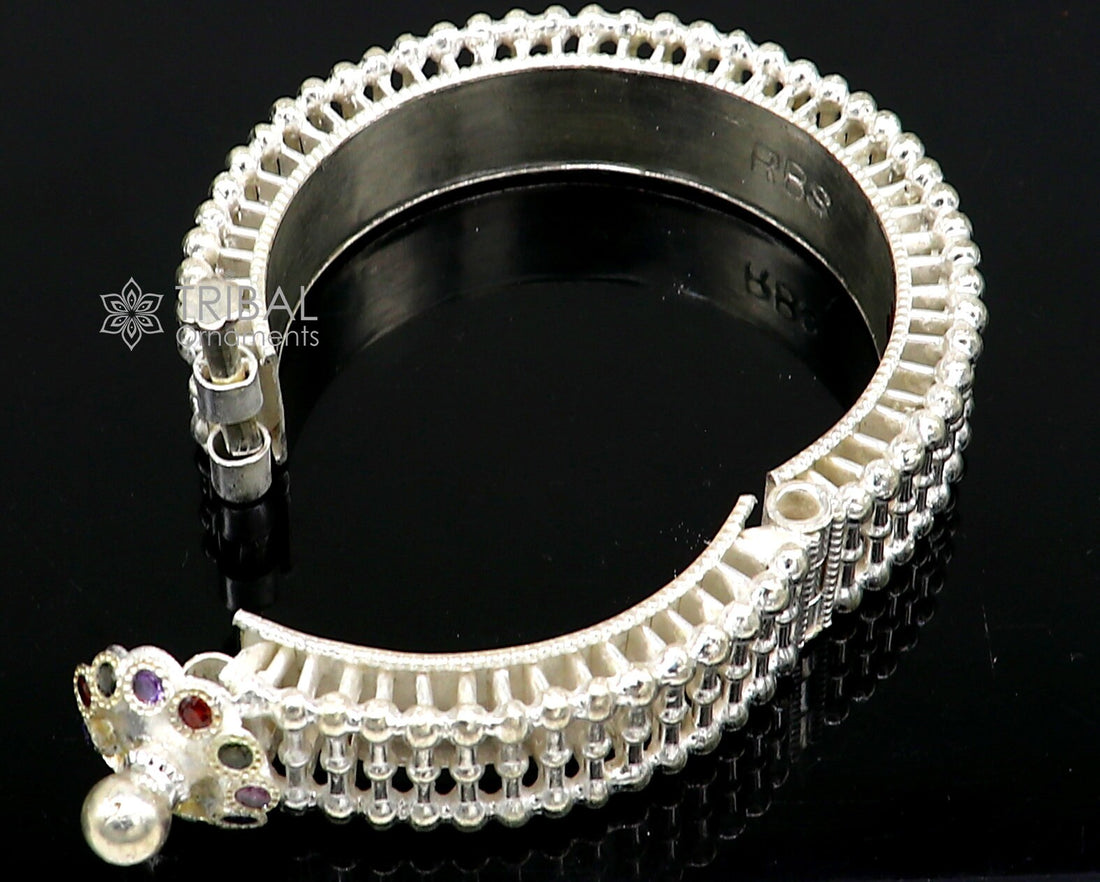 Indian Traditional cultural design trendy 925 sterling silver handmade cuff kada bracelet amazing vintage design brides bangle cuff186 - TRIBAL ORNAMENTS