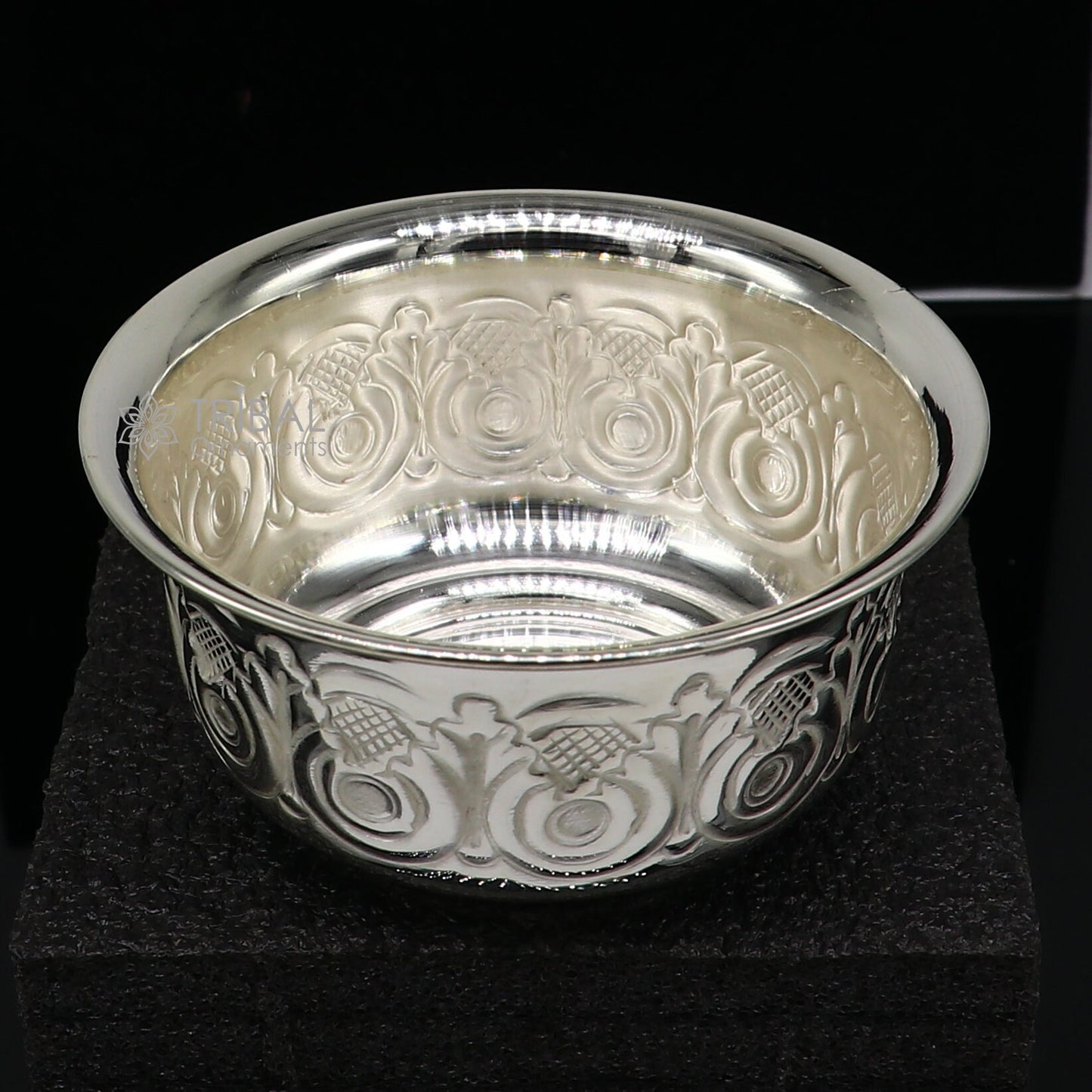 Silver handmade unique design work bowl, silver utensils for rice ceremony Annaprasan, silver worshipping/puja utensils prasad bowl sv279 - TRIBAL ORNAMENTS