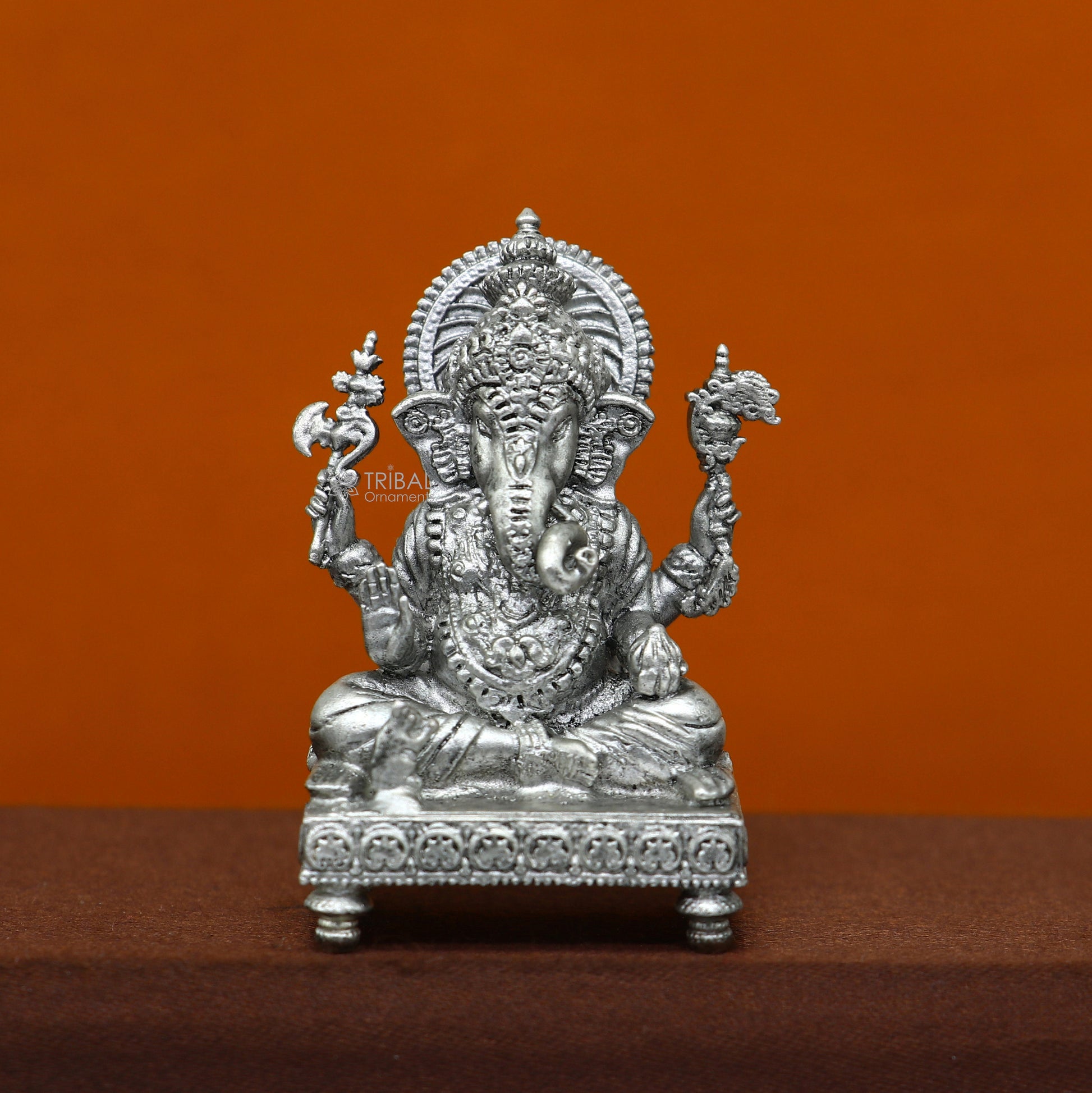 2" 925 Sterling silver handmade God Ganesha statue, puja article figurine, Diwali puja Divine silver article of prosperity and wealth art708 - TRIBAL ORNAMENTS