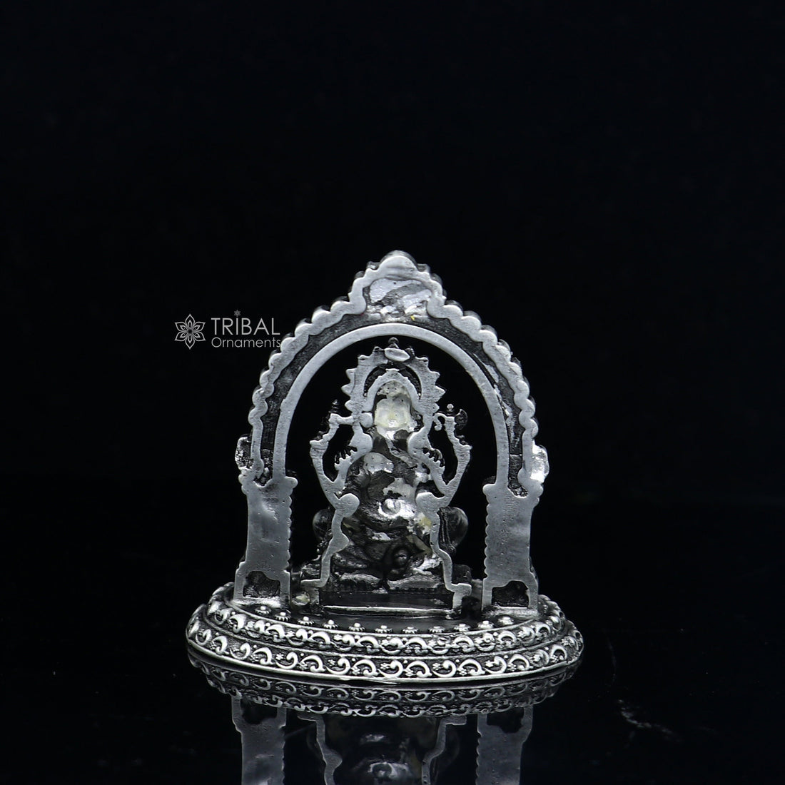 1.5" 925 Sterling silver handmade God Ganesha statue puja article figurine, Diwali puja Divine silver article of prosperity& wealth art711 - TRIBAL ORNAMENTS