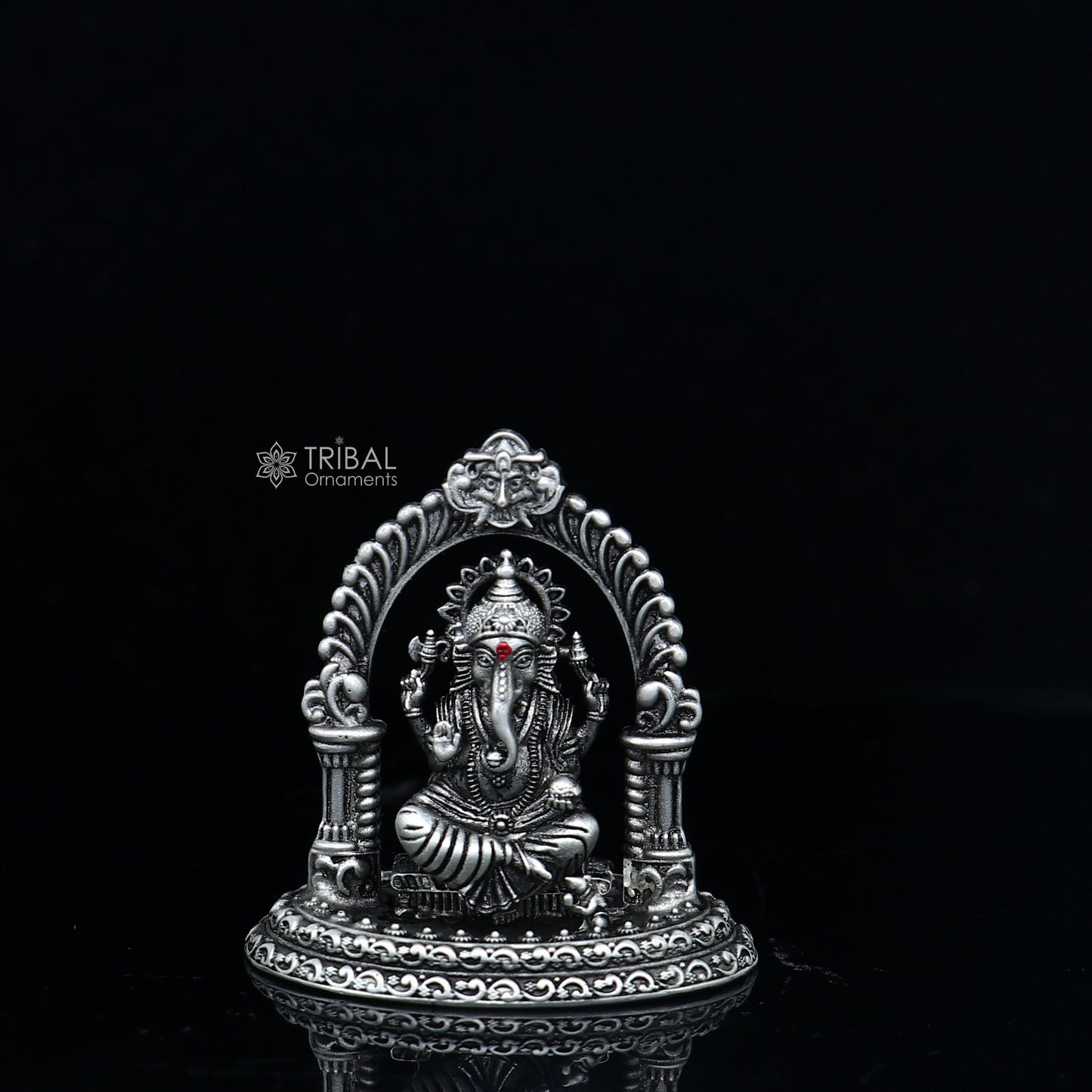 1.5" 925 Sterling silver handmade God Ganesha statue puja article figurine, Diwali puja Divine silver article of prosperity& wealth art711 - TRIBAL ORNAMENTS