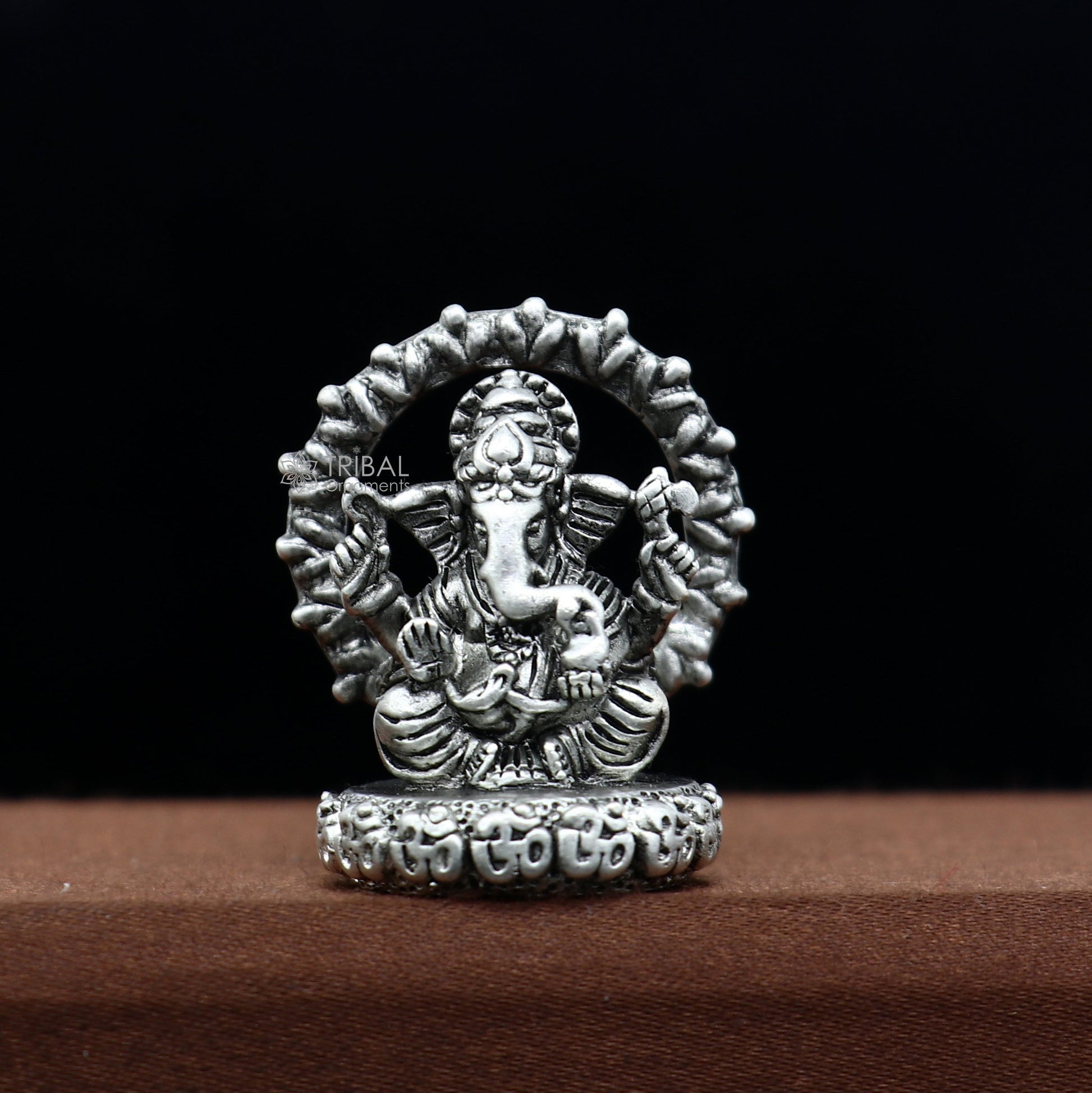 Divine 1.2" 925 Sterling silver God Ganesha statue puja article figurine, Diwali puja Divine silver article of prosperity& wealth art713 - TRIBAL ORNAMENTS