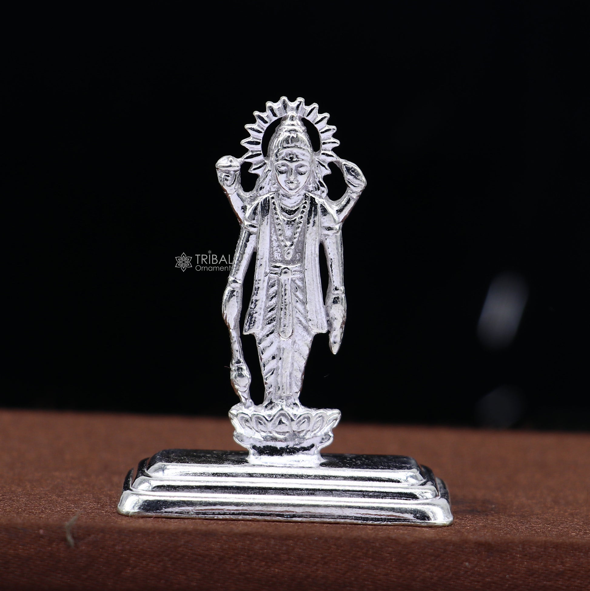 Divine sterling silver handmade Lord Vishnu Standing statue or Narayana figurine Murti , amazing Stunning puja worshipping  figurine art664 - TRIBAL ORNAMENTS