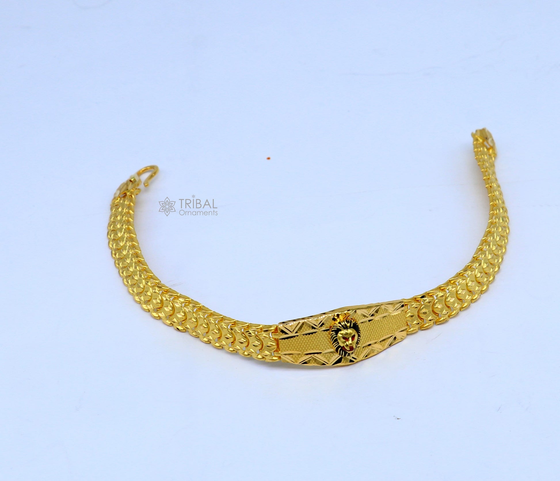 Indian Traditional cultural lion face Design bracelet hallmarked 22kt yellow gold men's bracelet lion head unique wrist bracelet gbr44 8