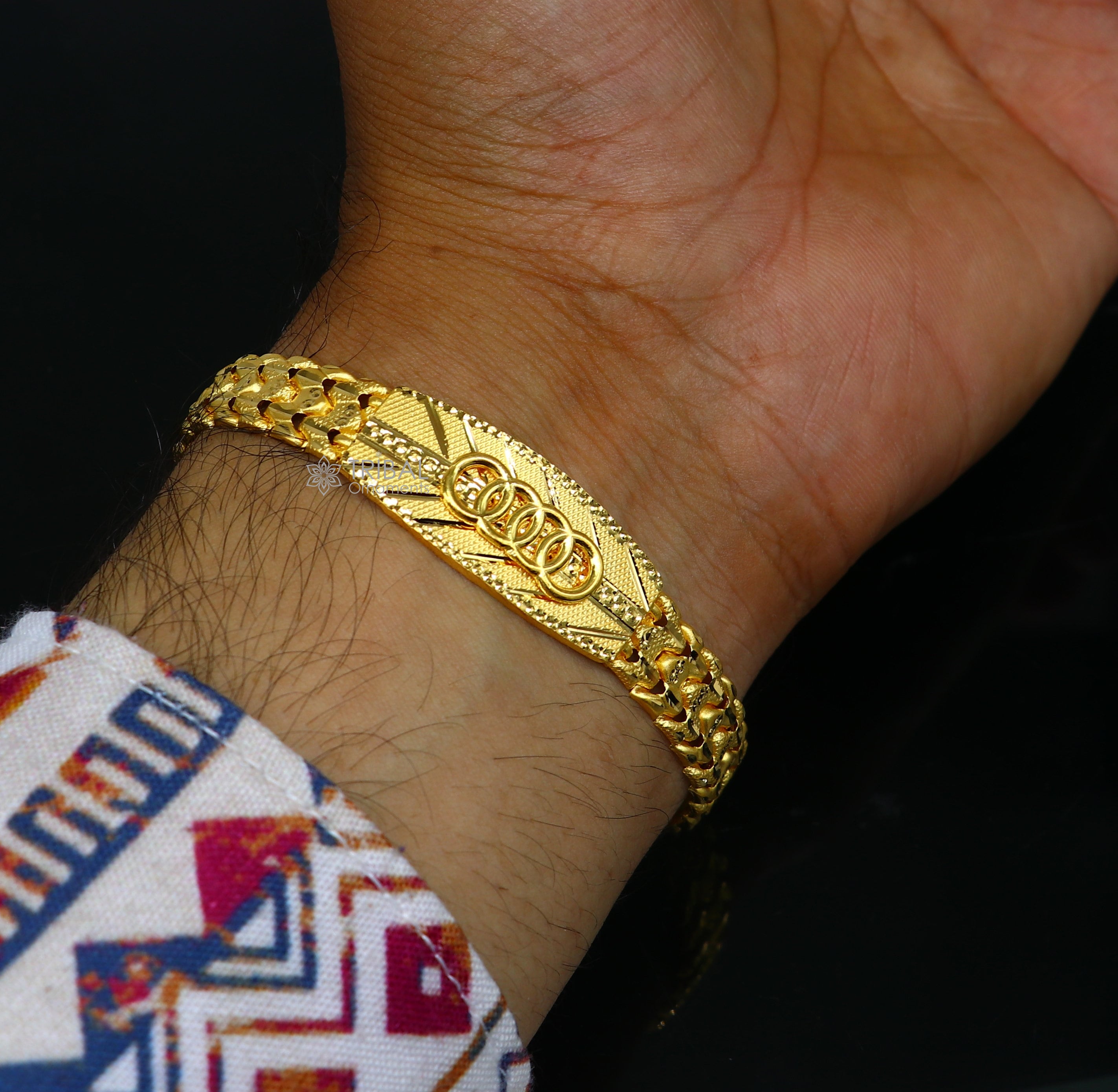 real solid silver mens fancy plate chain bracelet 8.5quot – Karizma Jewels
