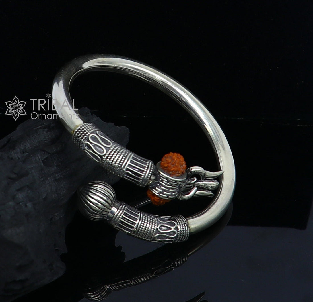 925 sterling silver idol shiva trident or trishul bangle, pretty customized Babubali bangle kada bracelet unisex designer jewelry nsk756 - TRIBAL ORNAMENTS