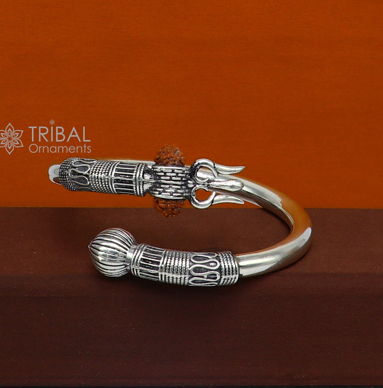 925 sterling silver idol shiva trident or trishul bangle, pretty customized Babubali bangle kada bracelet unisex designer jewelry nsk756 - TRIBAL ORNAMENTS
