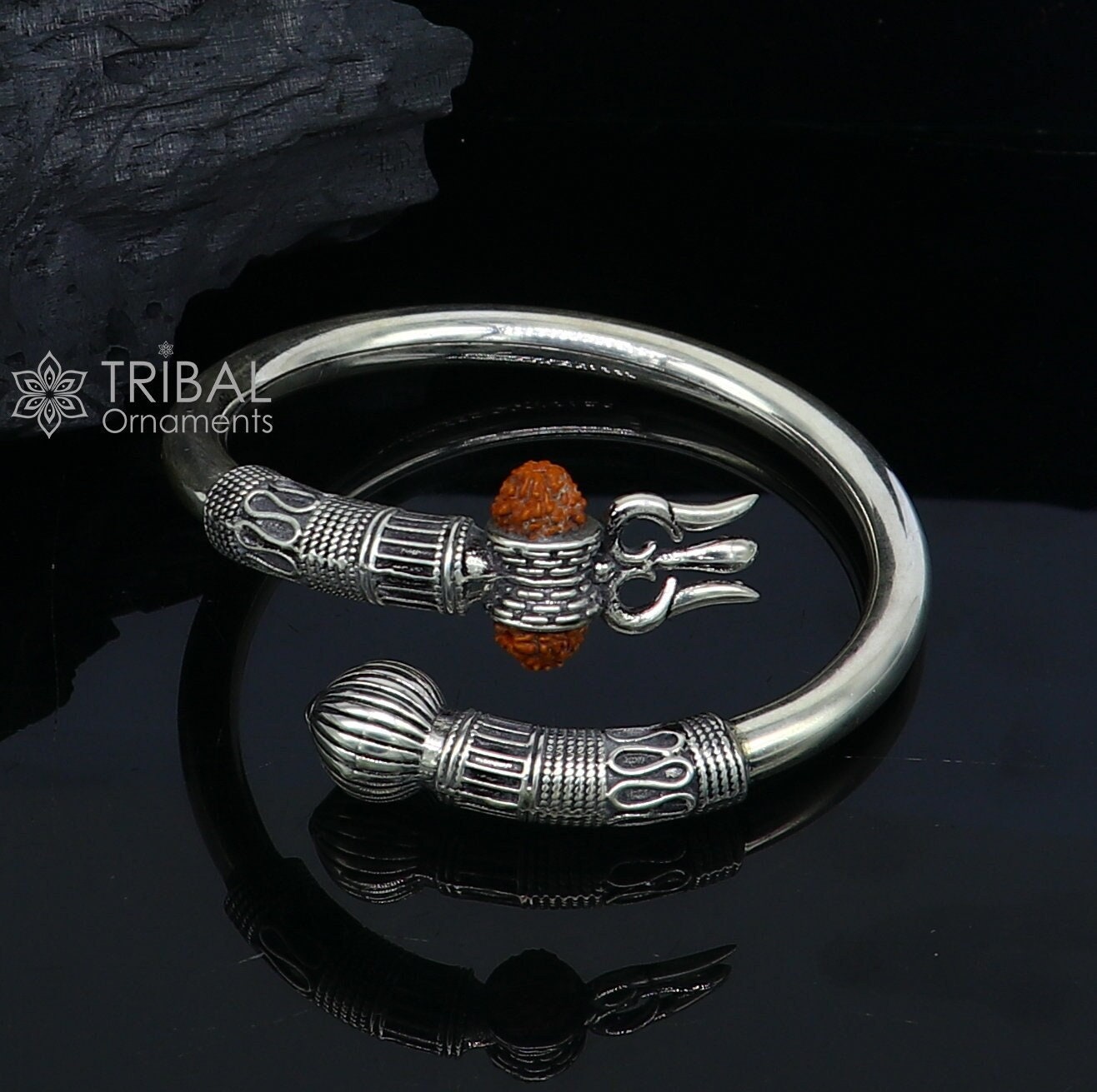 925 sterling silver idol shiva trident or trishul bangle, pretty customized Babubali bangle kada bracelet unisex designer jewelry nsk756 - TRIBAL ORNAMENTS