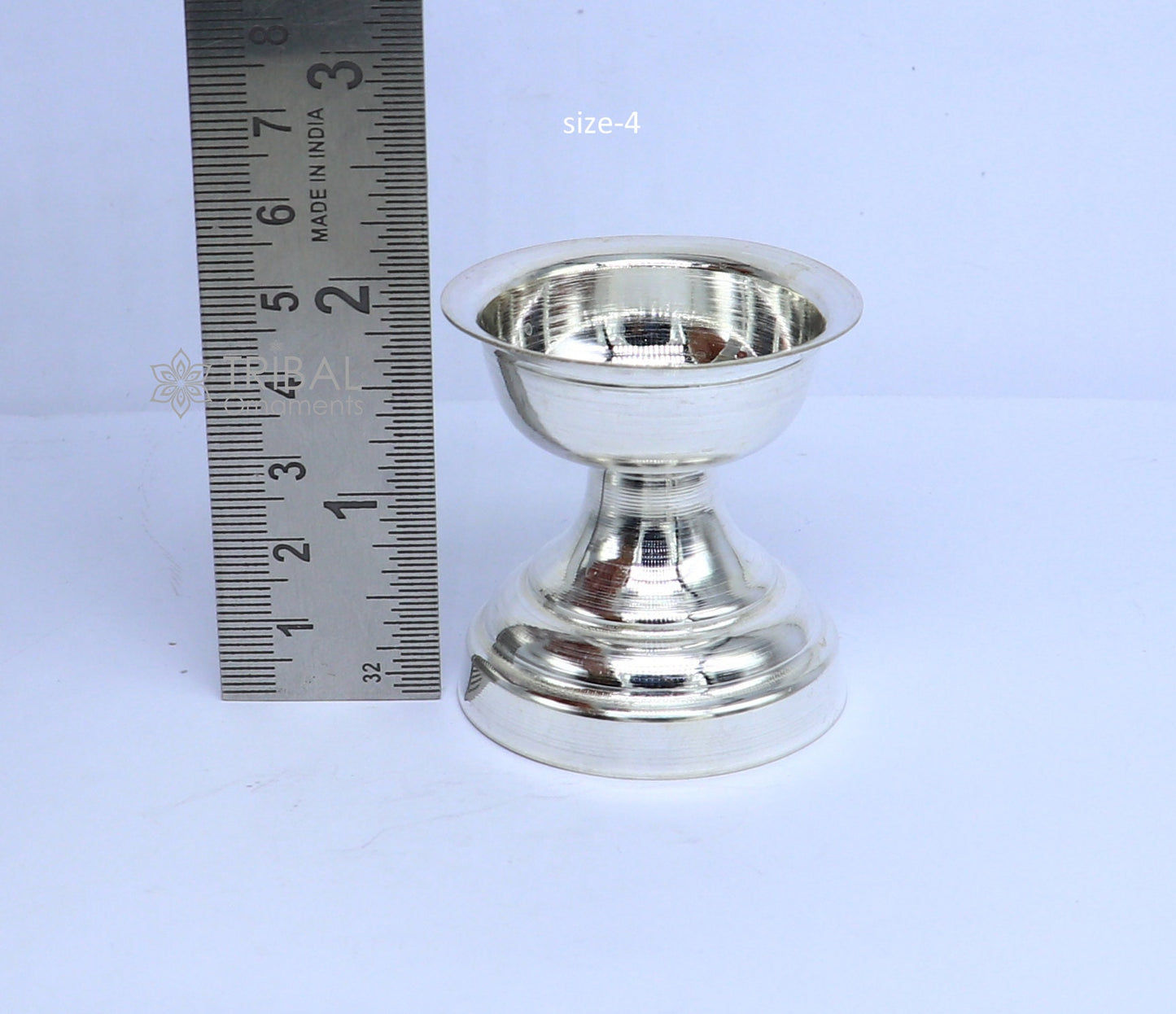 925 sterling silver handmade elegant oil lamp, silver home temple utensils, silver diya, deepak, silver deepam, silver puja article su1191 - TRIBAL ORNAMENTS