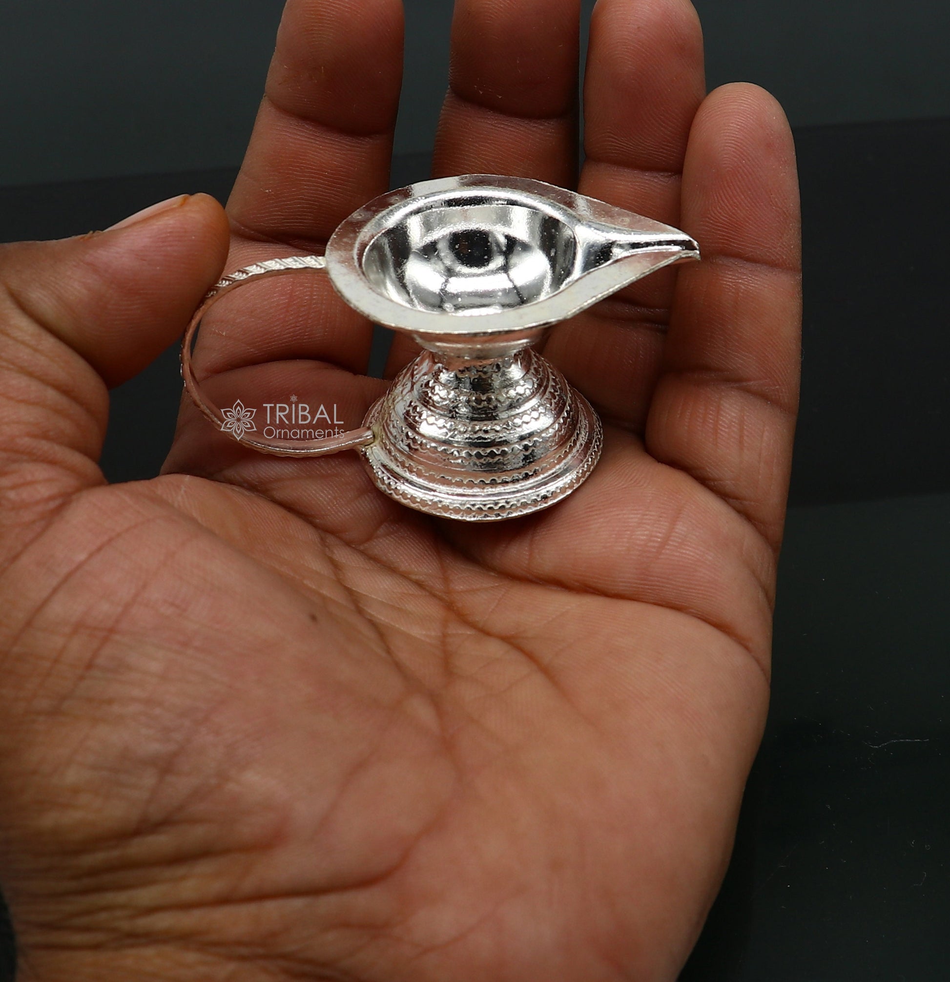 925 sterling silver handmade kappor dani, silver temple utensils, silver diya, deepak, silver single joth kapoor Aarti lamp art su1175 - TRIBAL ORNAMENTS
