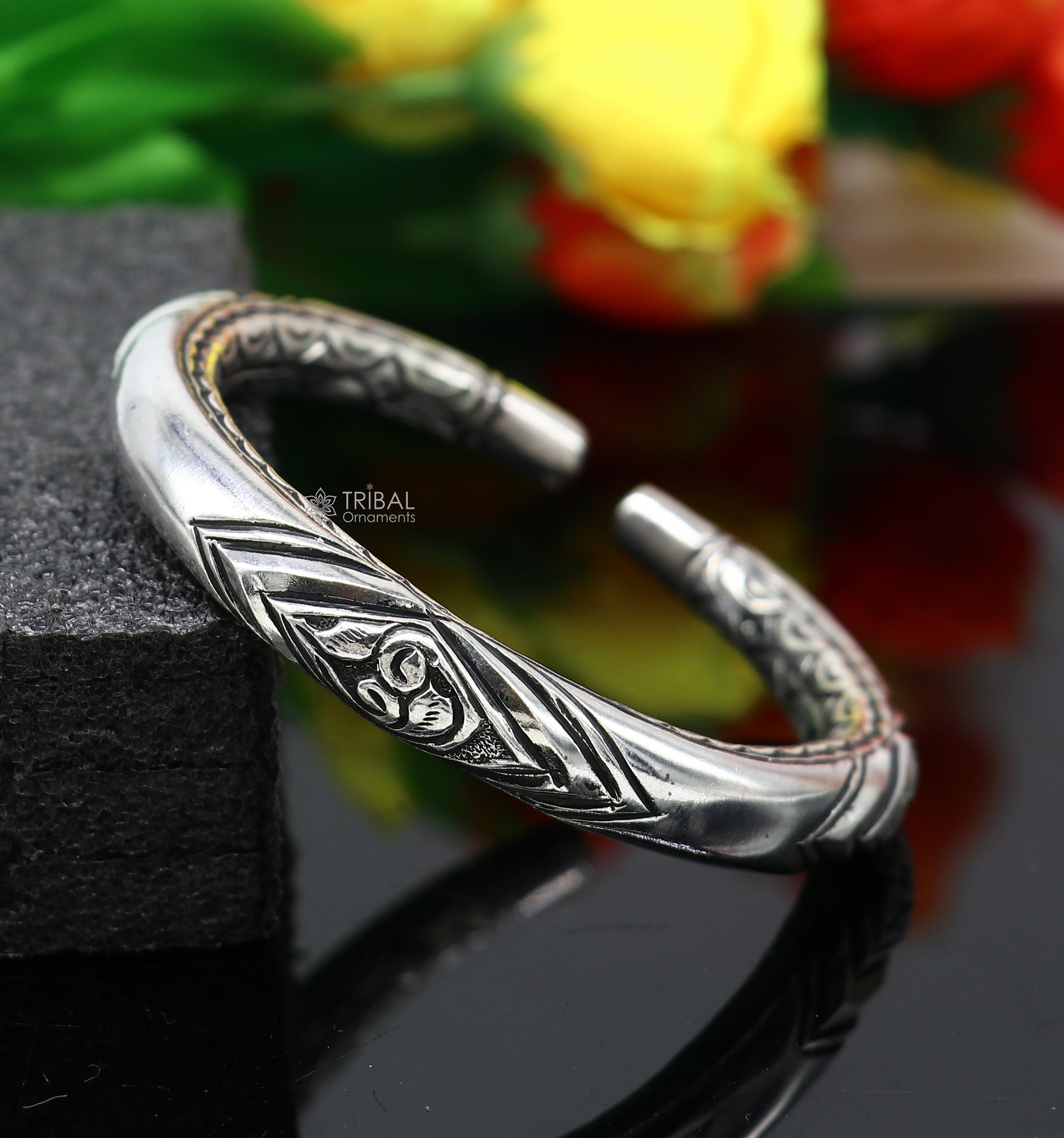 925 sterling silver amazing Waved style beaded bangle bracelet, excellent  custom made oxidized personalized bangles for belly dance nba275 | TRIBAL  ORNAMENTS