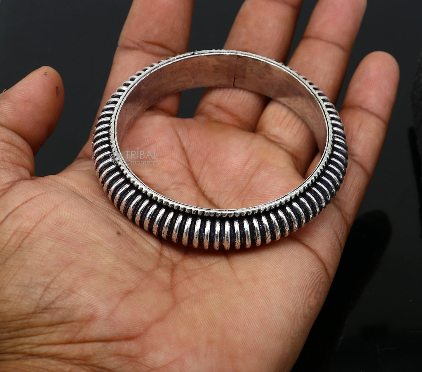 925 Sterling silver handmade modern trendy cultural bangle bracelet kada unisex personalized  functional tribal jewelry nsk750 - TRIBAL ORNAMENTS