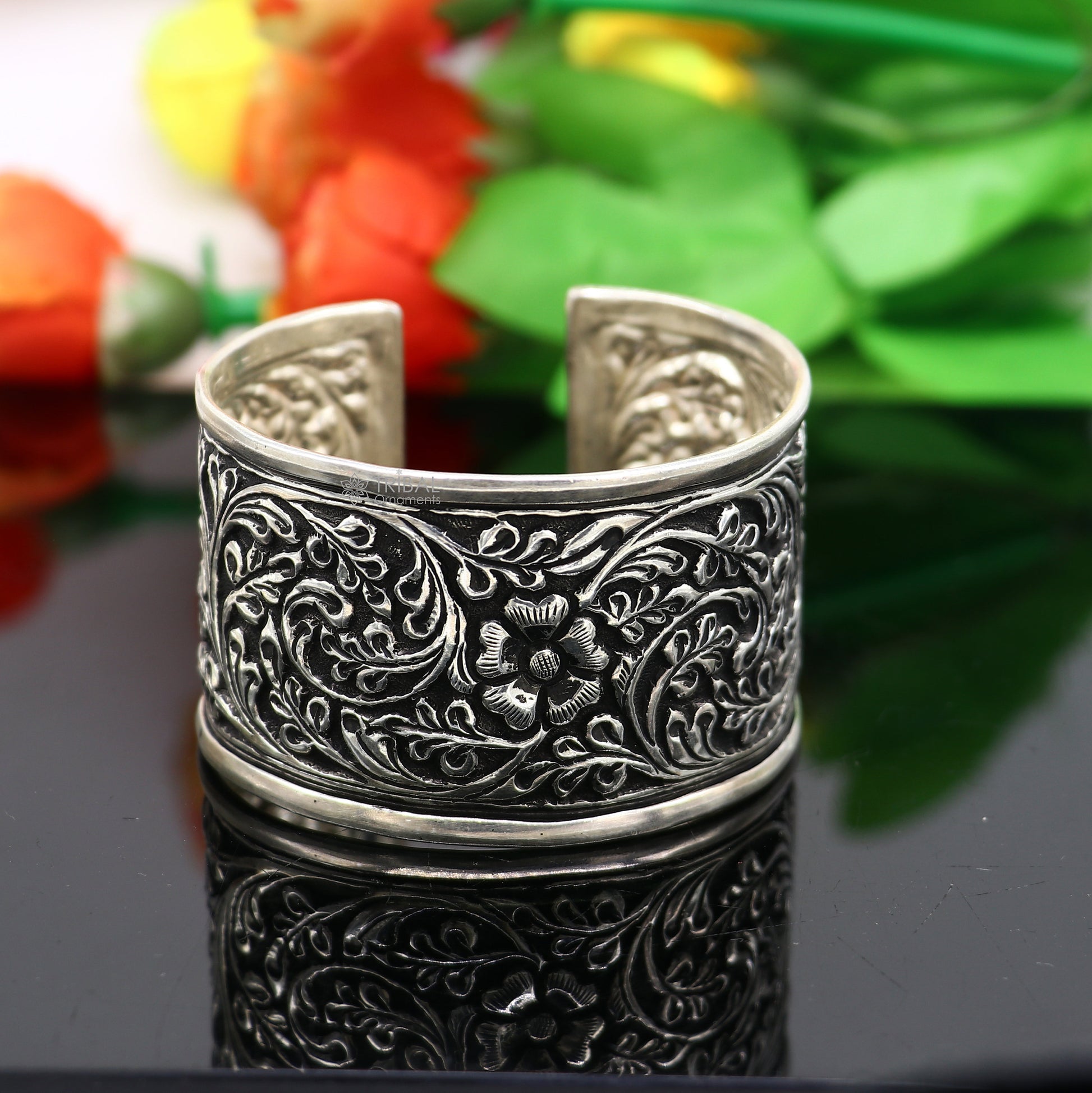 925 sterling silver adjustable tribal cuff bracelet, excellent wedding cuff bangle bracelet Tribal ethnic boho Navratri jewelry cuff189 - TRIBAL ORNAMENTS