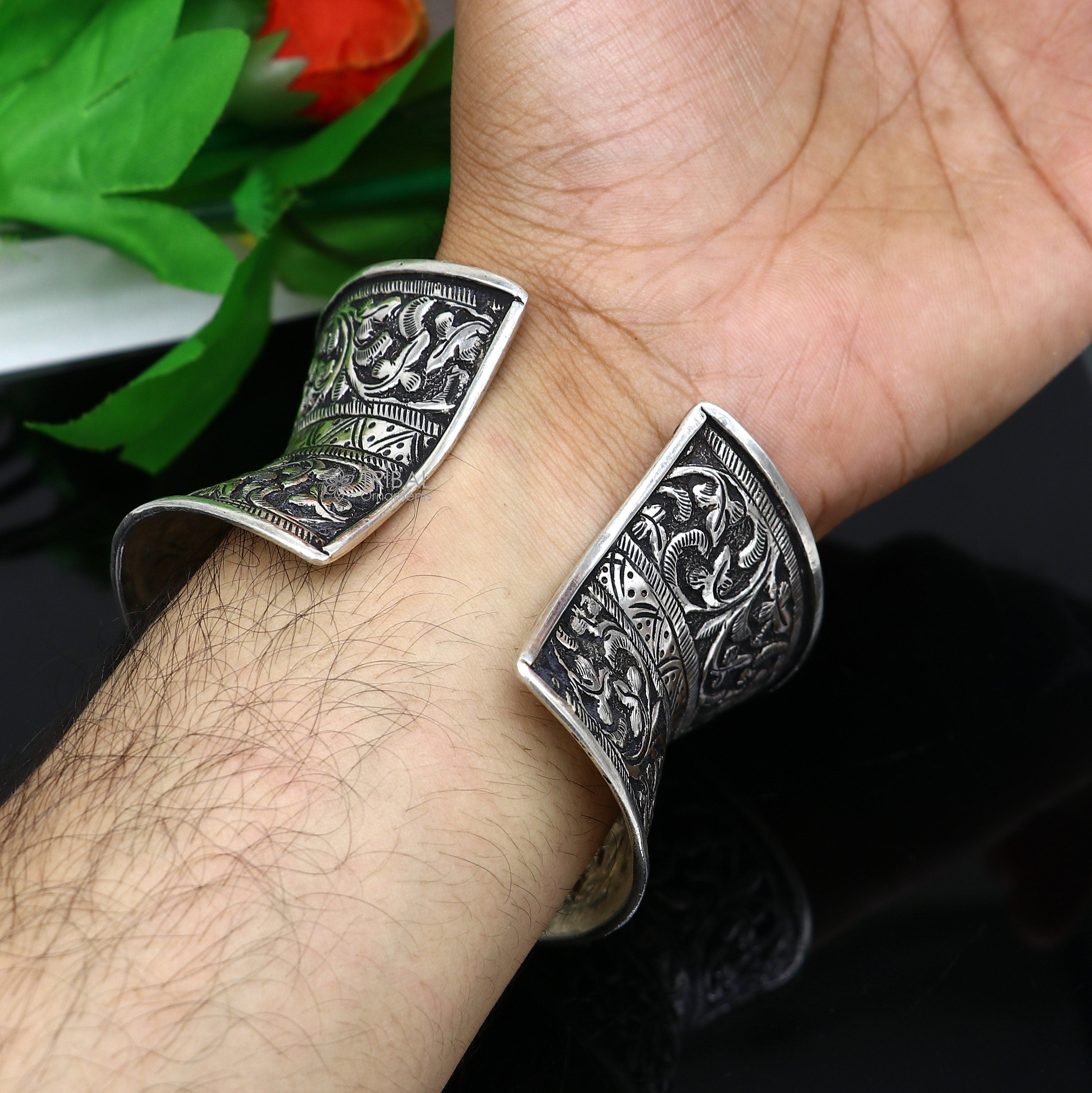アクセサリー Italy 925 balls cuff bangle ChicSilver Women's 925 Solid Sterling Silver Polished Round