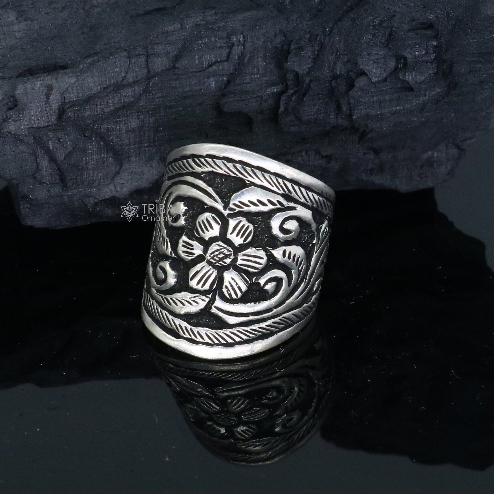 925 Sterling silver handmade gorgeous chitai work thumb/Finger rings band tribal temple ring adjustable band, for both girls and boy sr382 - TRIBAL ORNAMENTS