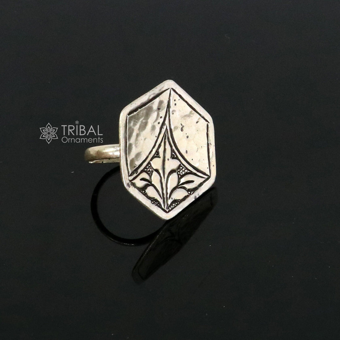 Amazing style Indian Classical cultural flower design 925 sterling silver adjustable ring, best tribal ethnic jewelry Navratri jewelry sr393 - TRIBAL ORNAMENTS