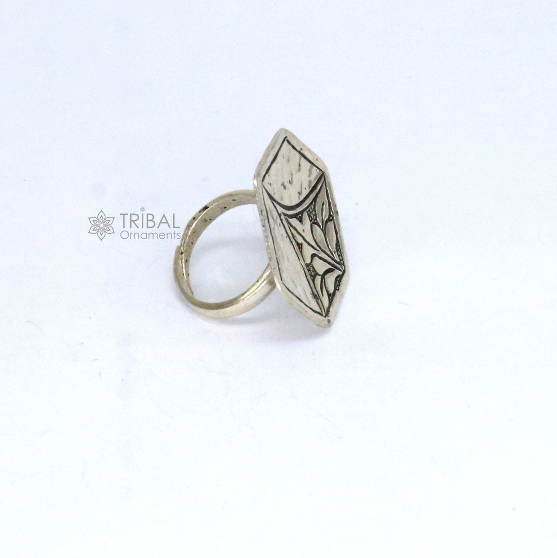 Amazing style Indian Classical cultural flower design 925 sterling silver adjustable ring, best tribal ethnic jewelry Navratri jewelry sr393 - TRIBAL ORNAMENTS