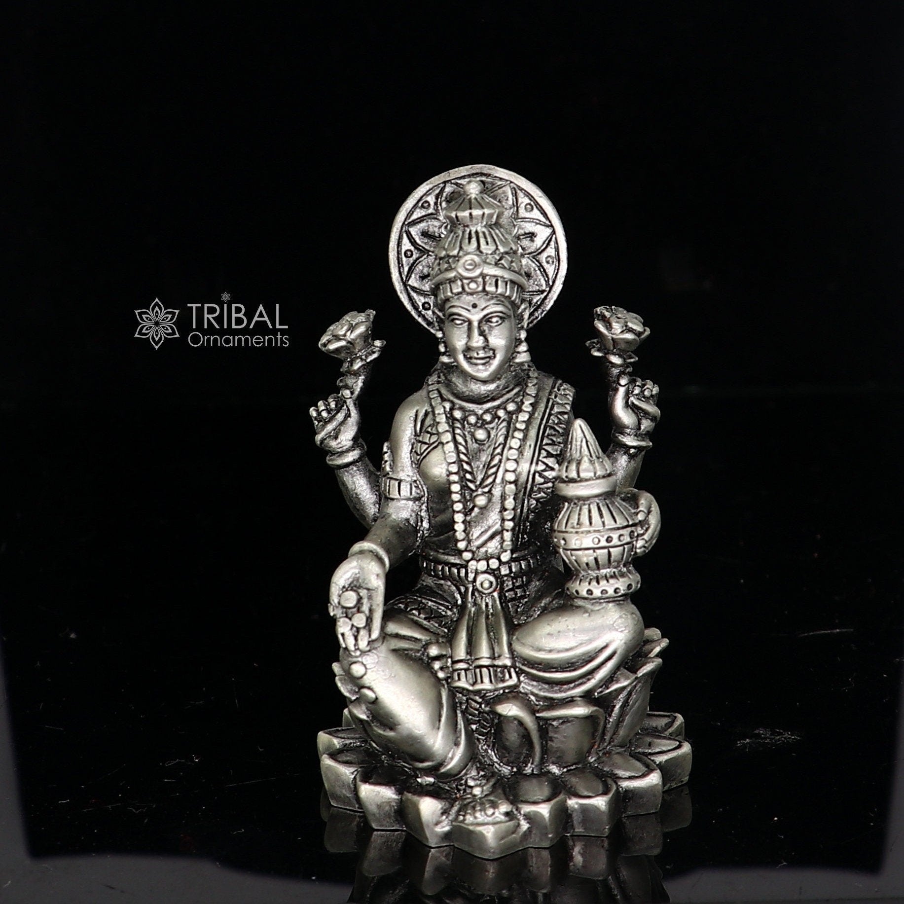 2.5" Goddess Lakshmi Divine statue figurine for puja,best way for Diwali festival puja or worshipping for wealth and prosperity art667 - TRIBAL ORNAMENTS