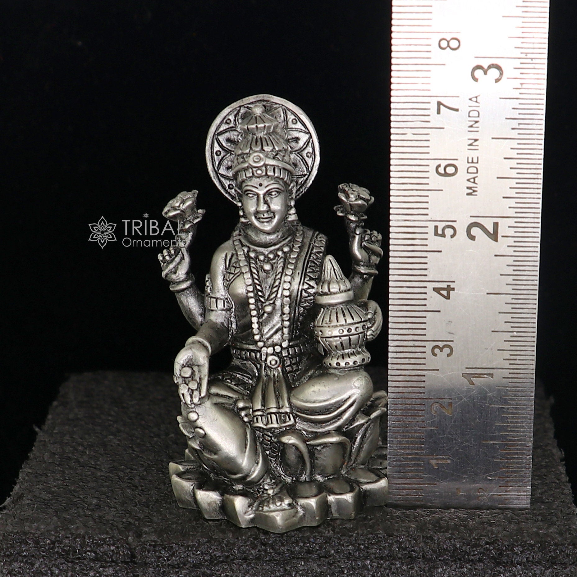 2.5" Goddess Lakshmi Divine statue figurine for puja,best way for Diwali festival puja or worshipping for wealth and prosperity art667 - TRIBAL ORNAMENTS