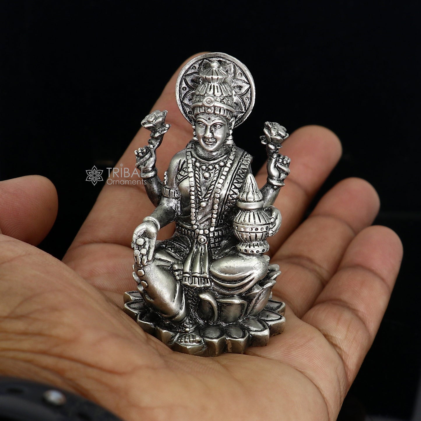 2.5" Goddess Lakshmi Divine statue figurine for puja,best way for Diwali festival puja or worshipping for wealth and prosperity art667 - TRIBAL ORNAMENTS